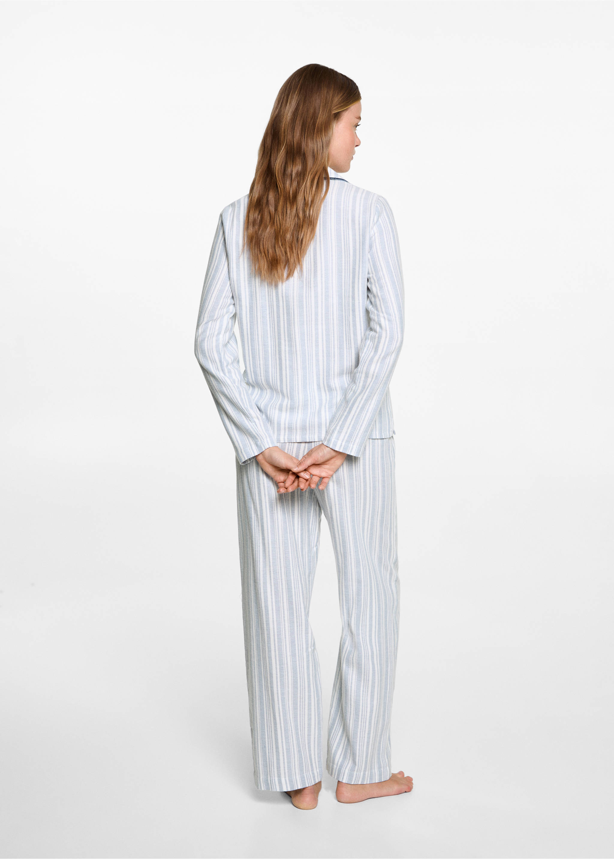 Pijama largo rayas - Reverso del artículo, Azul. Ref: 77096727-00.