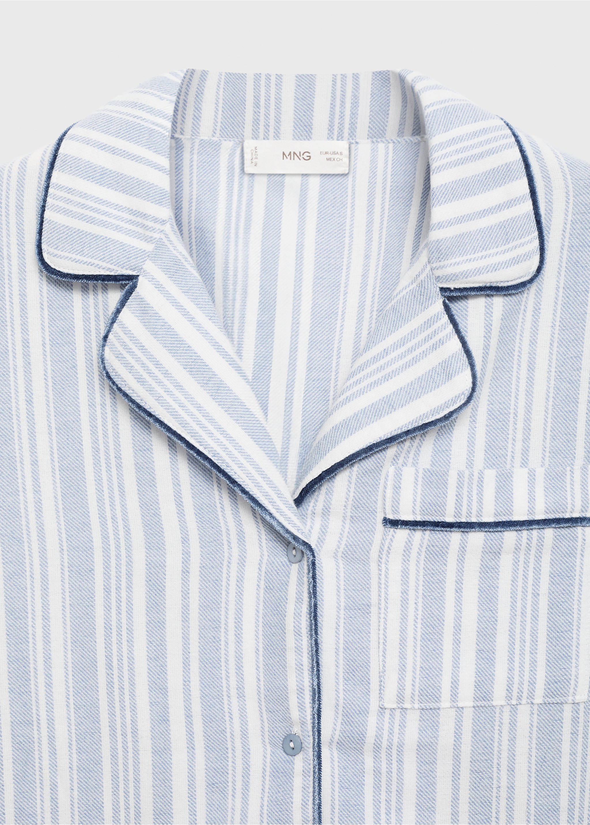 Pijama largo rayas - Detalle del artículo 0, Azul. Ref: 77096727-00.