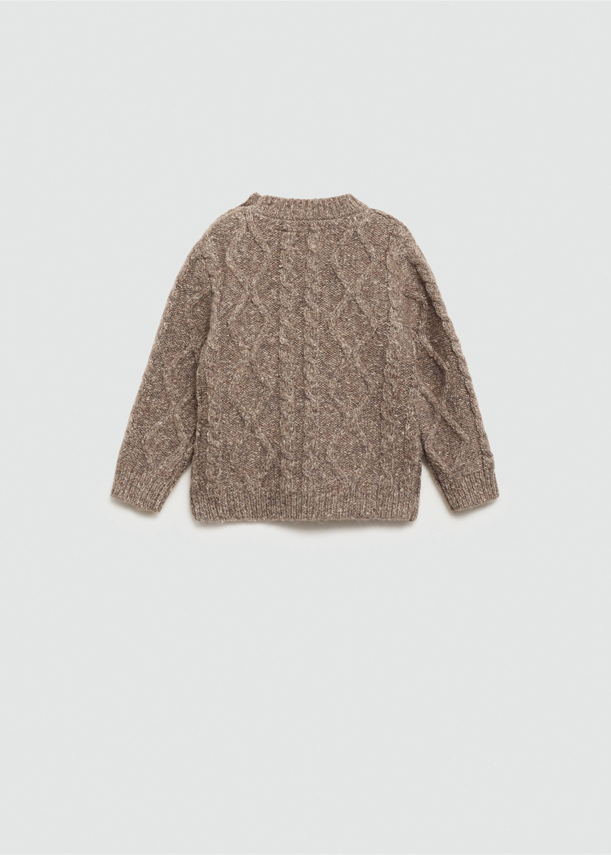 Buttoned knit braided sweater - Reverse of the article, Medium Brown. Ref: 77096732-00.