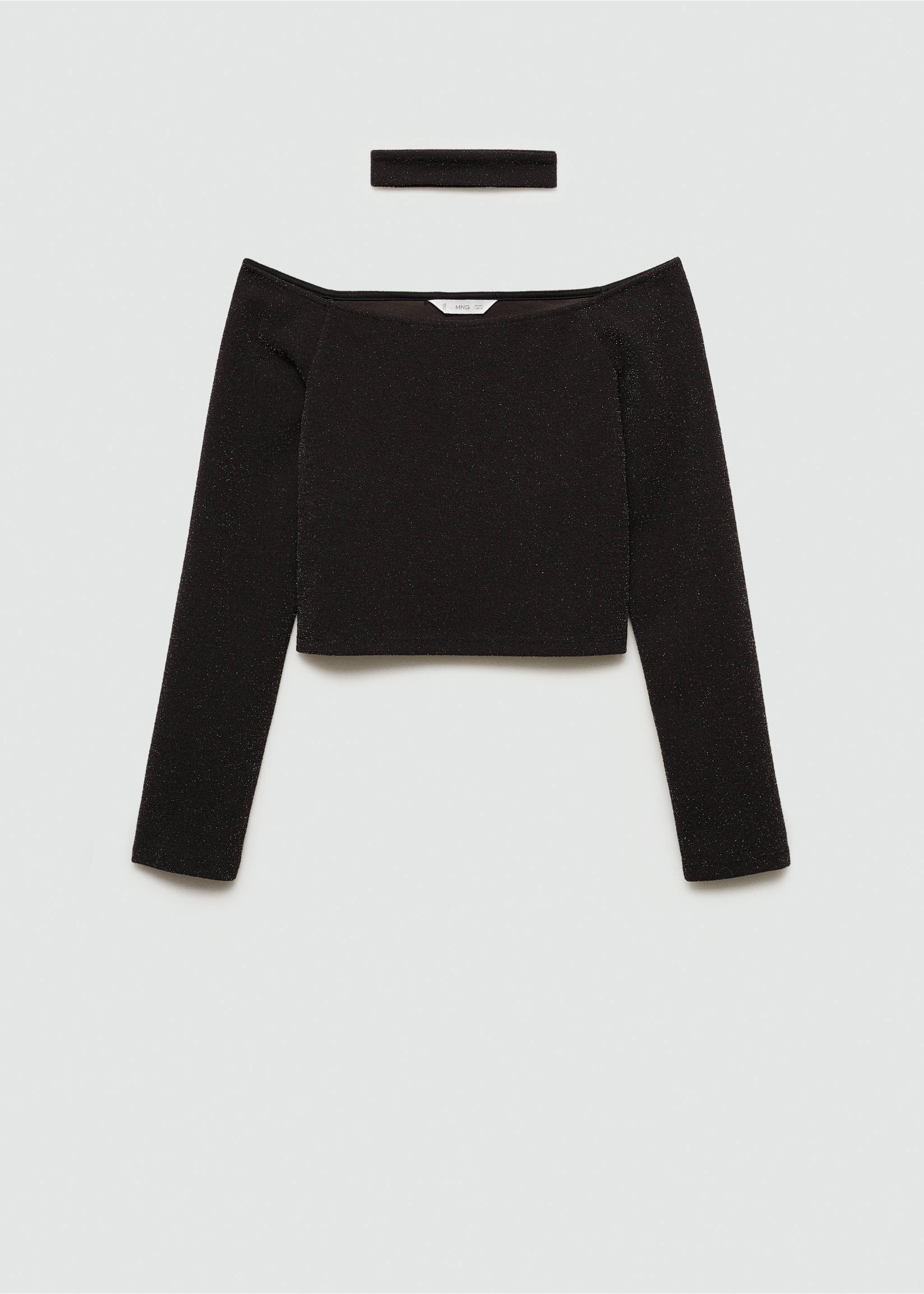Choker lurex top - Article without model, Black. Ref: 77096736-00.