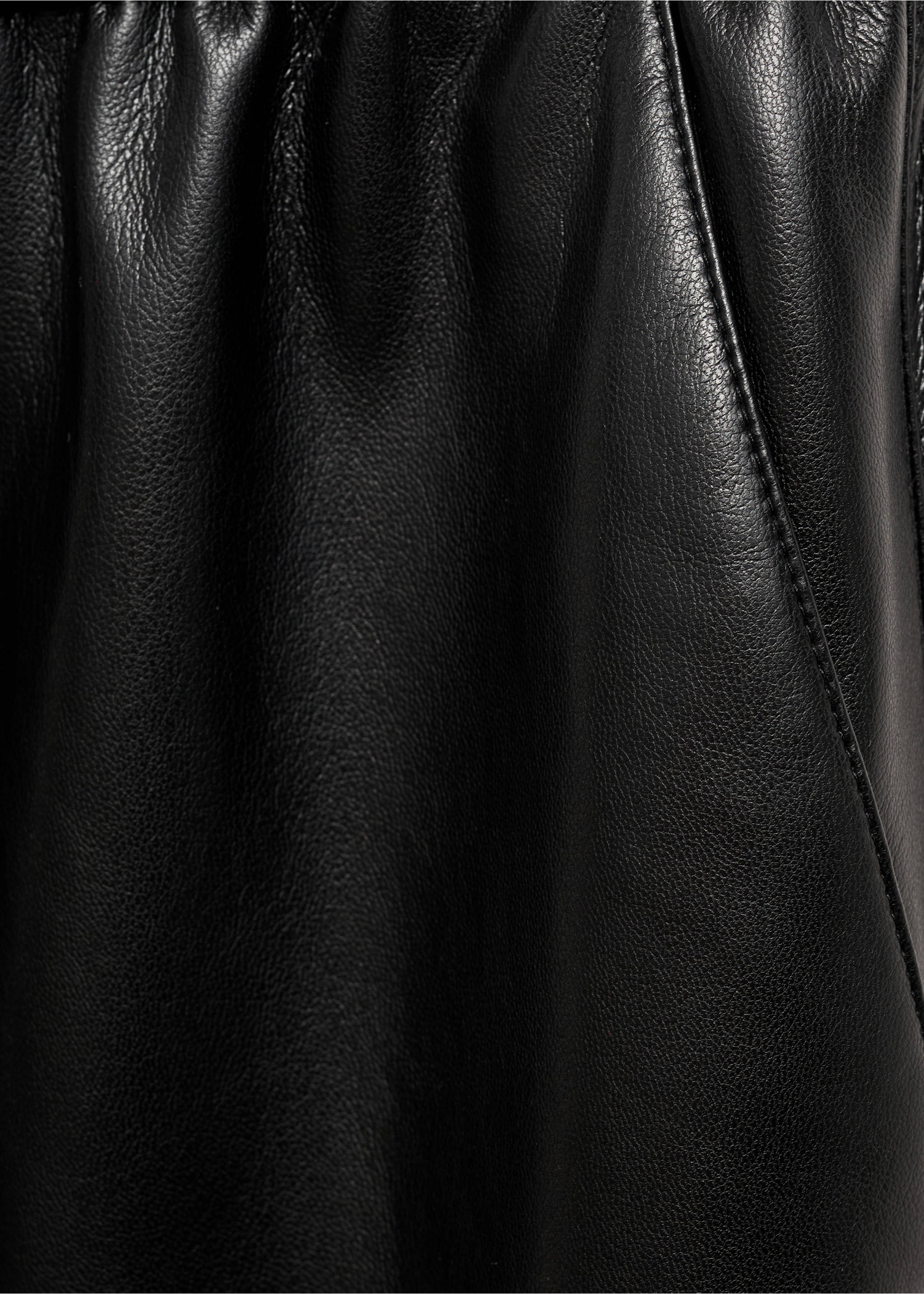 Faux-leather trousers with elastic waist - Details of the article 0, Black. Ref: 77096740-00.