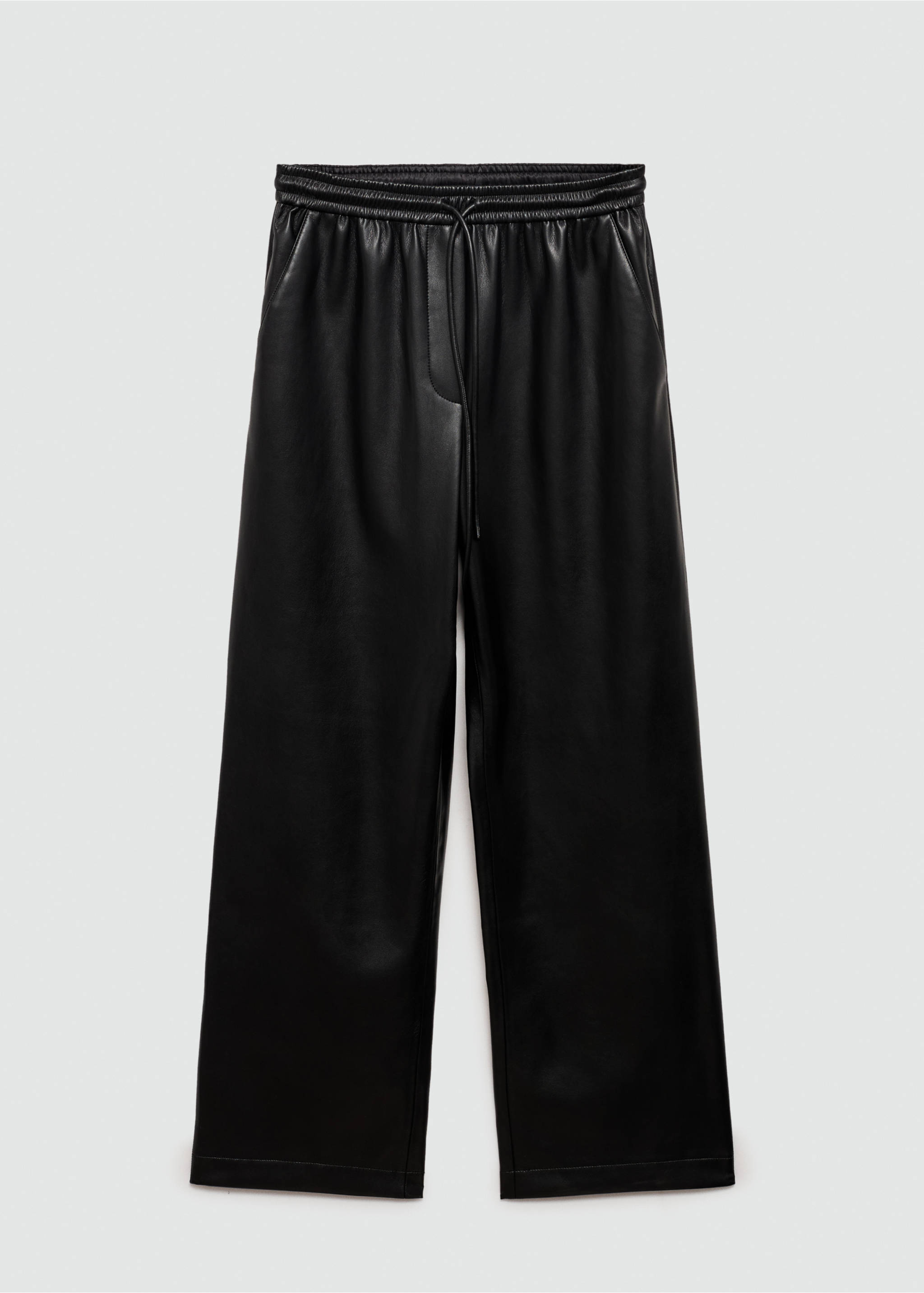 Faux-leather trousers with elastic waist - Article without model, Black. Ref: 77096740-00.