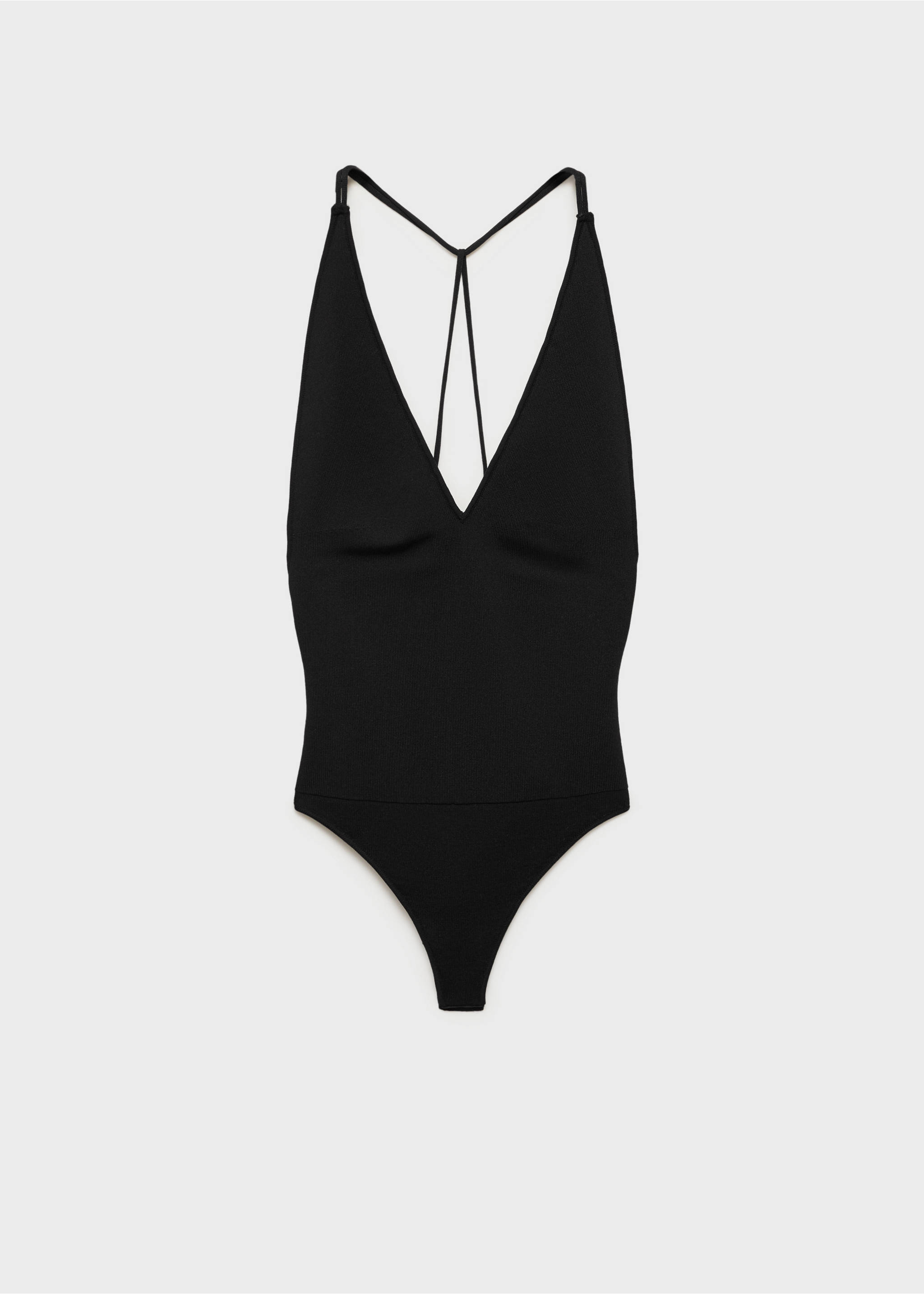 Knitted bodysuit with open back - Article without model, Black. Ref: 77096746-00.