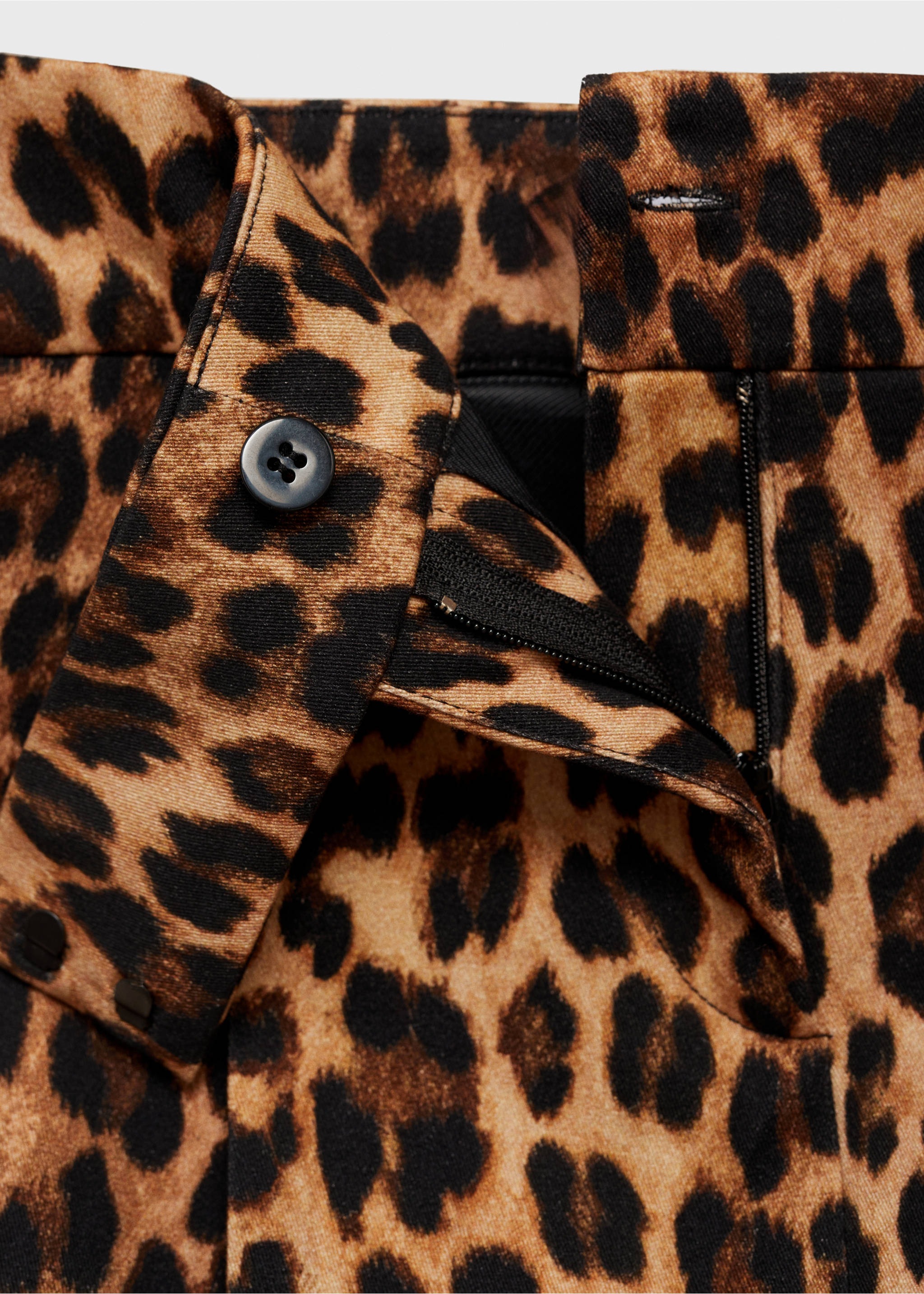 Leopard-print skirt trousers - Details of the article 0, Brown. Ref: 77096750-00.