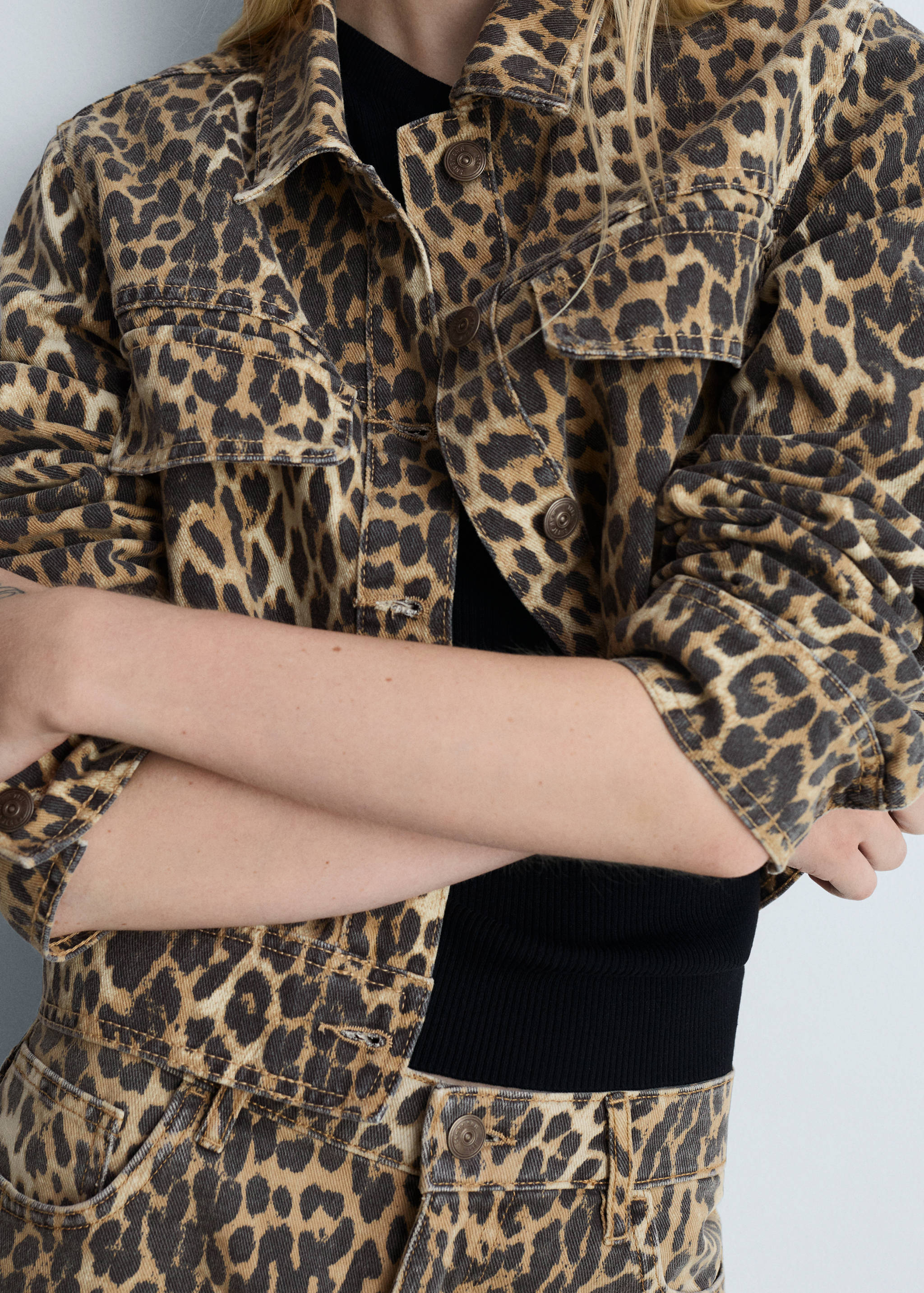 Leopard-print denim jacket - Medium plane