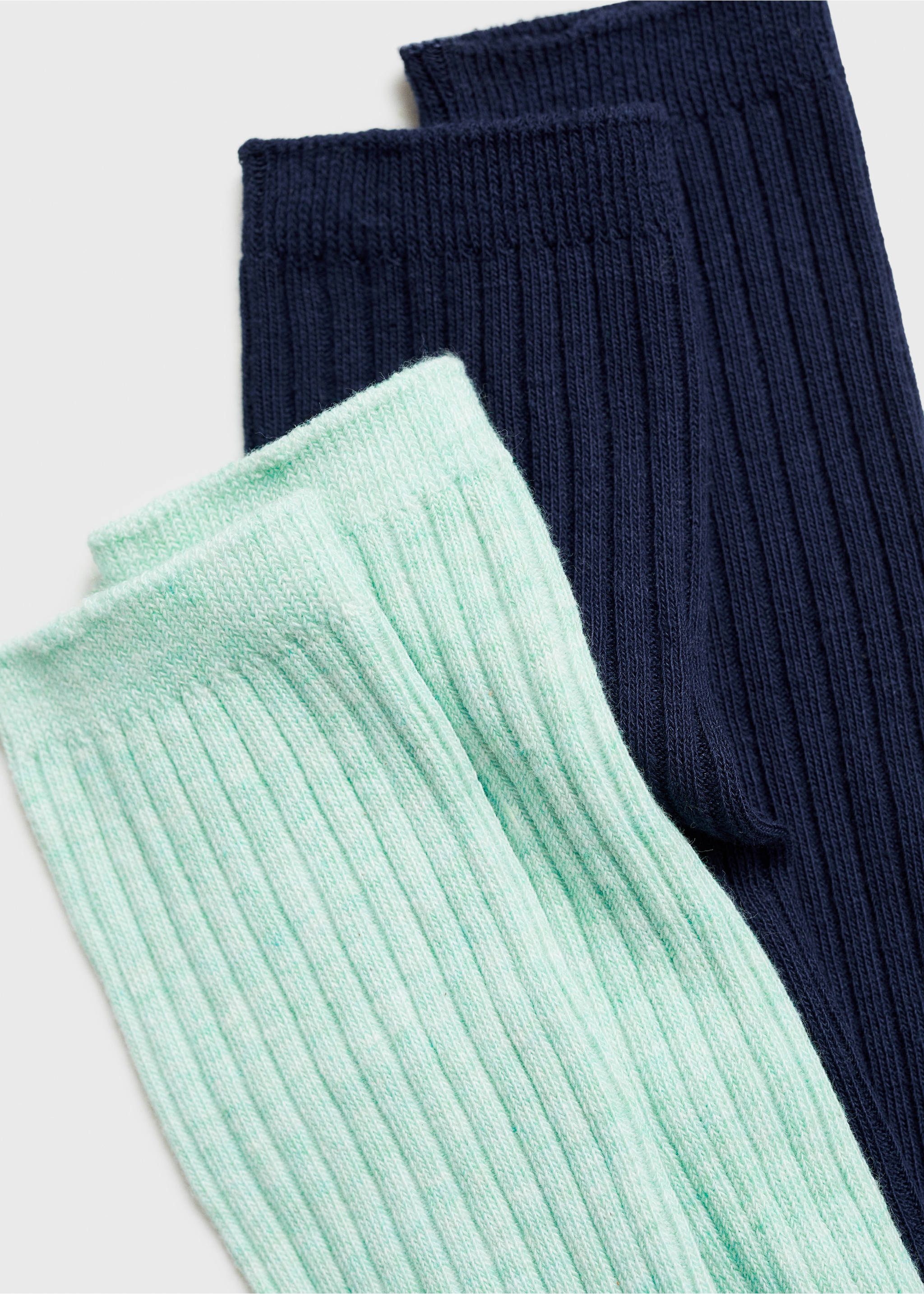 Pack 2 paires de chaussettes côtelées - Détail de l'article 8, Vert pastel. Ref: 77096754-00.