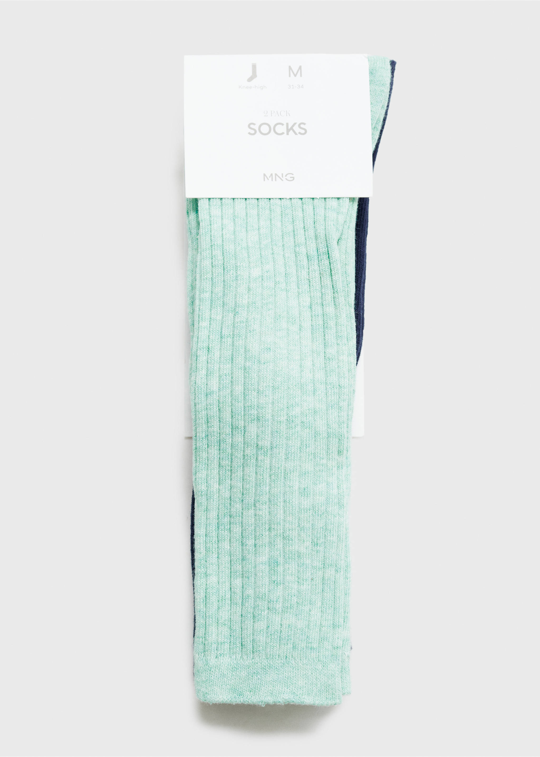 Pack 2 paires de chaussettes côtelées - Détail de l'article 0, Vert pastel. Ref: 77096754-00.