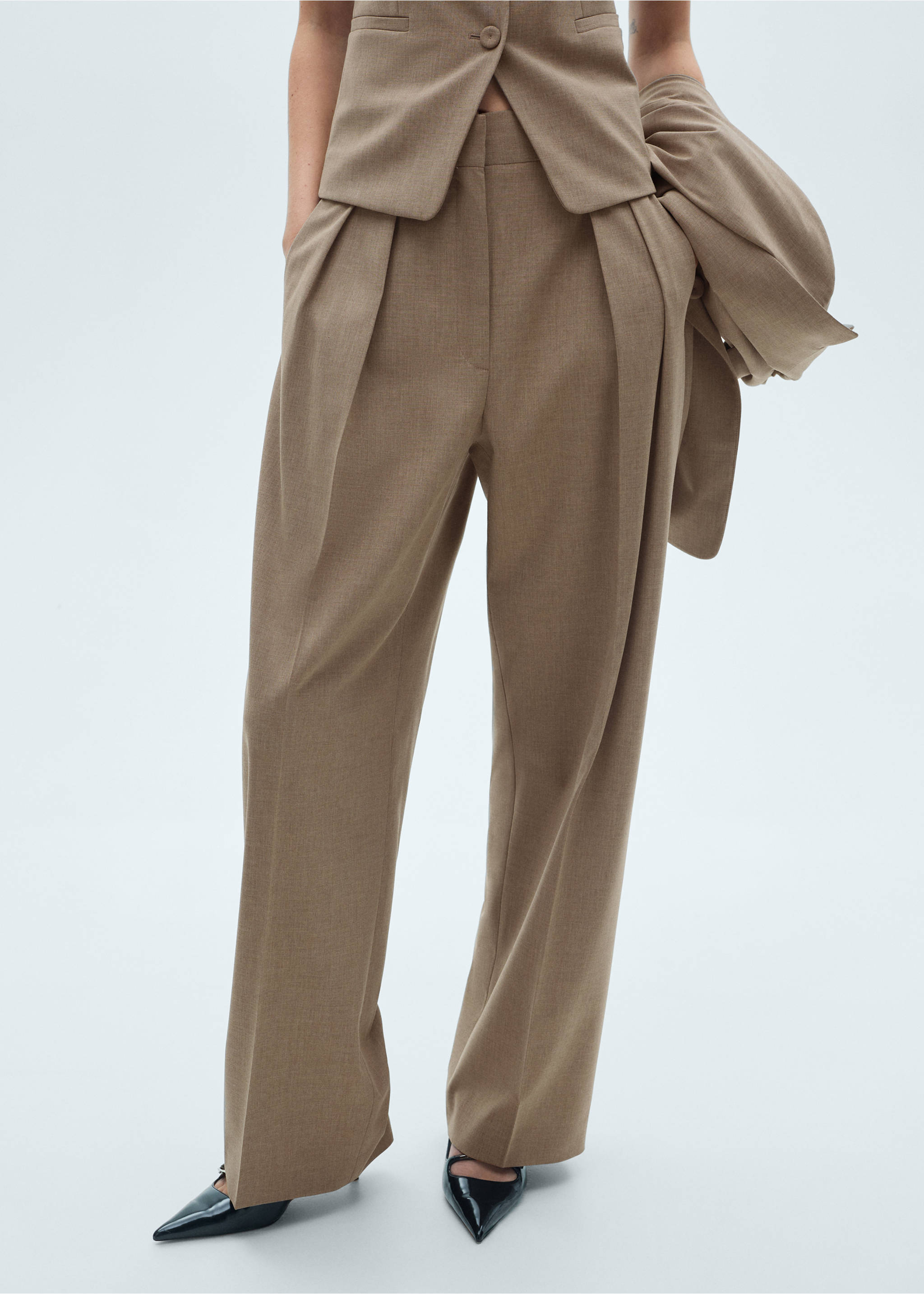 Wool suit trousers - Medium plane, Brown. Ref: 77096760-00.