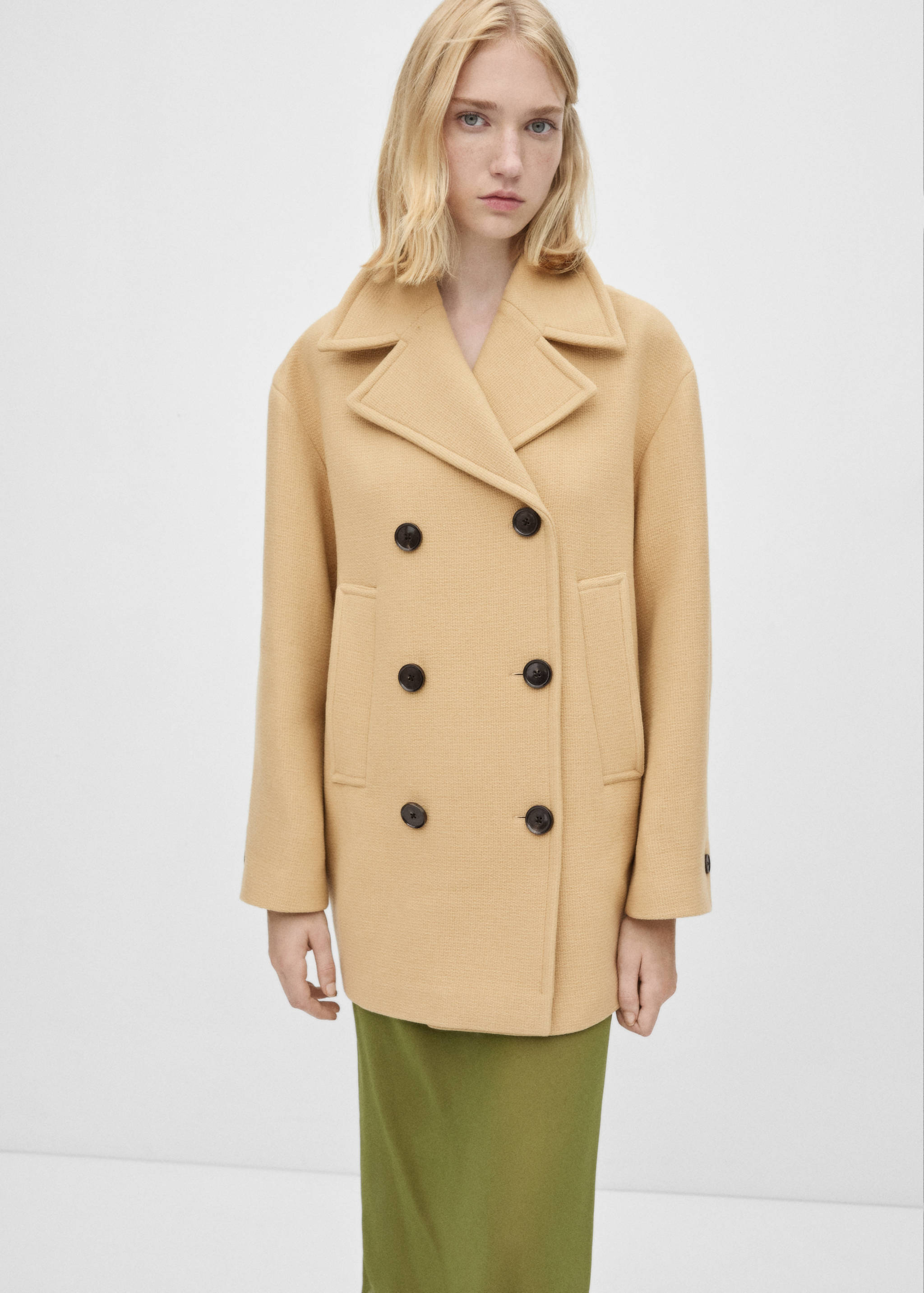 Double-breasted virgin wool coat - Medium plane