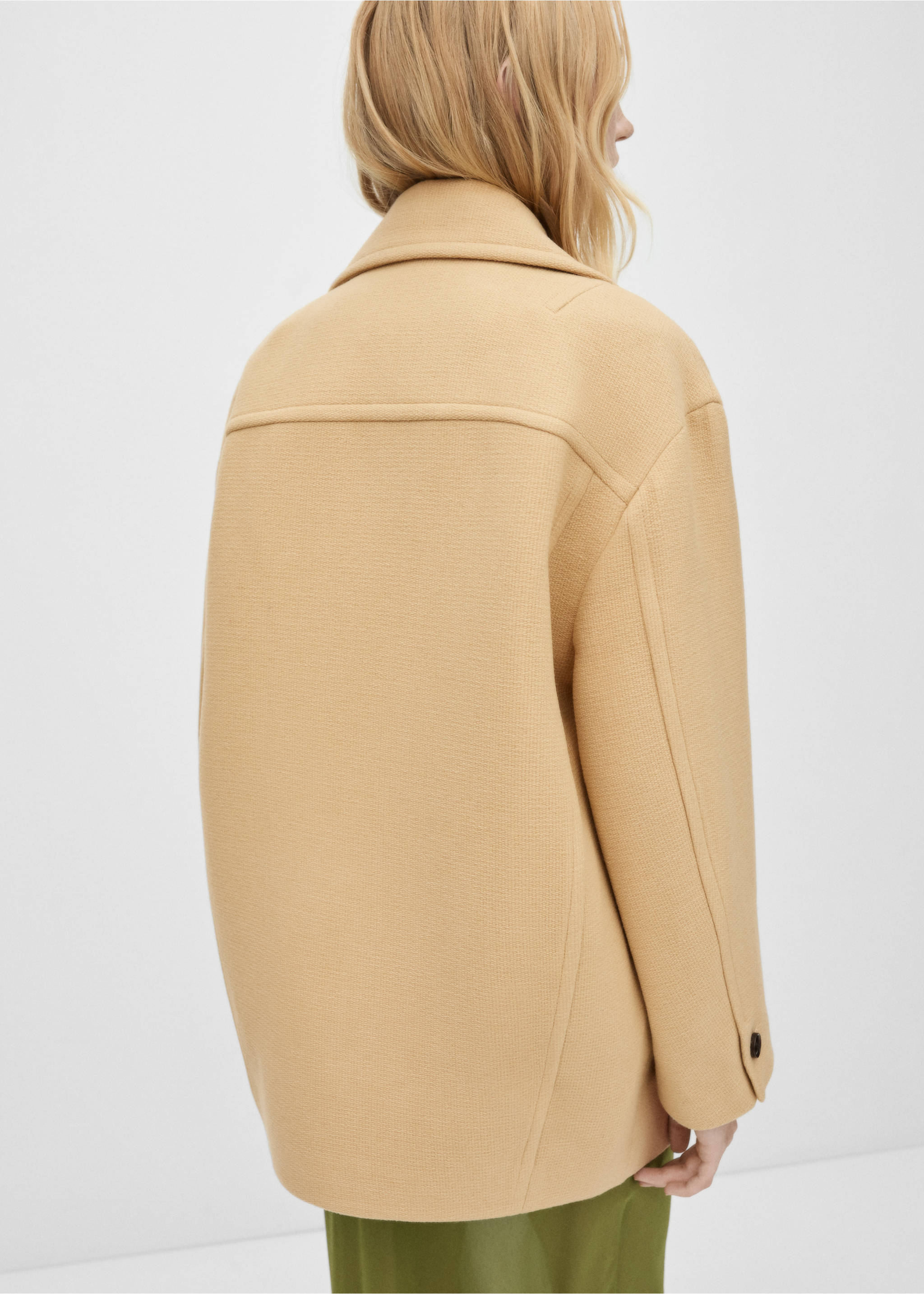 Abrigo lana virgen doble botonadura - Reverso del artículo, Marrón medio. Ref: 77096762-00.