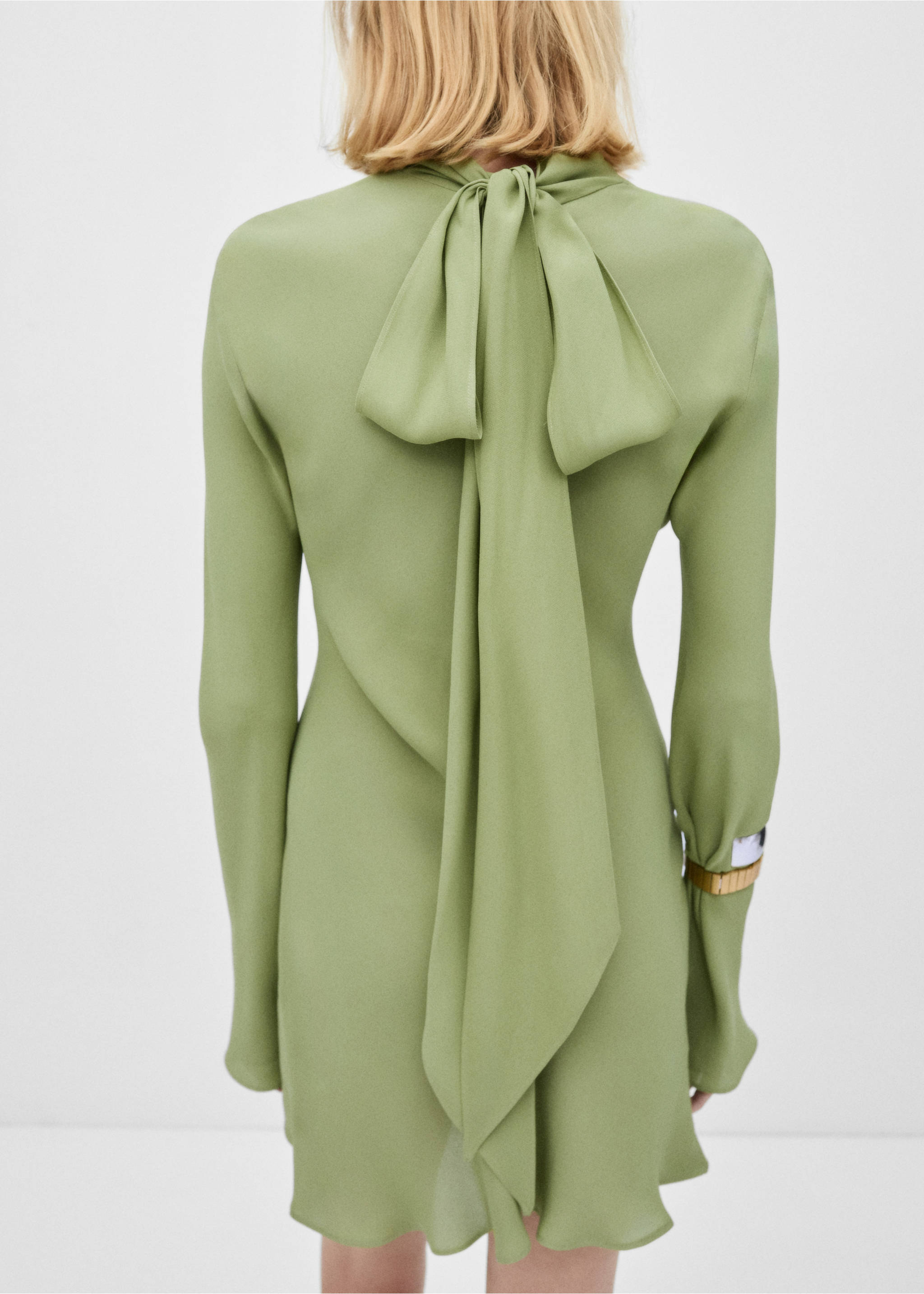 Chiffon lace dress - Reverse of the article, Khaki. Ref: 77096763-00.