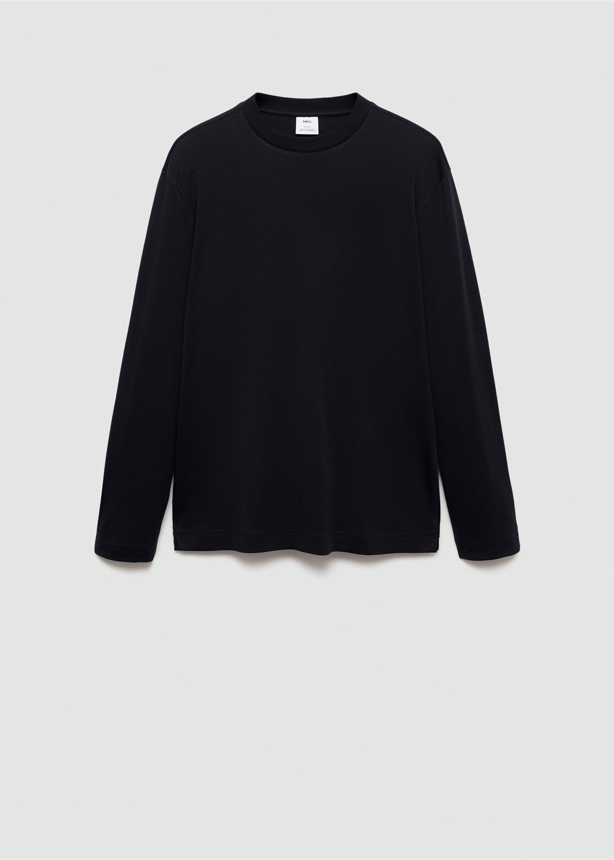 100% cotton long-sleeved t-shirt - Article without model, Dark Navy. Ref: 77097111-00.