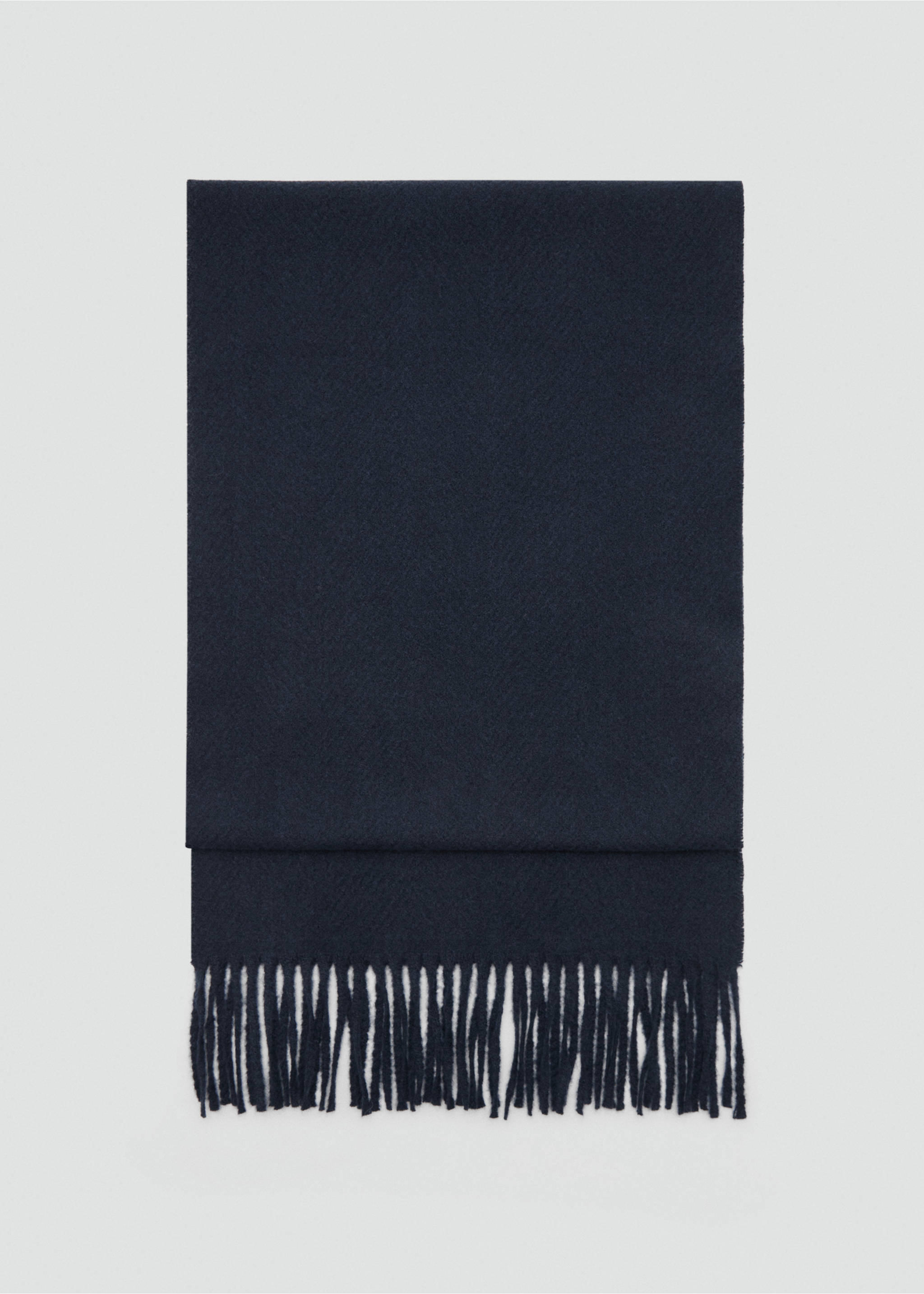 Plain fringed scarf - Article without model, Dark Navy. Ref: 77097112-00.