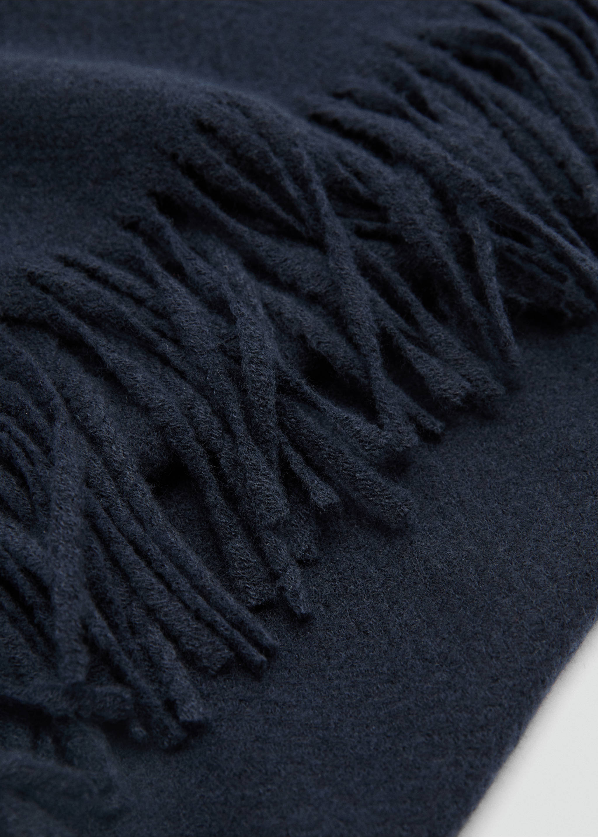 Plain fringed scarf - Medium plane, Dark Navy. Ref: 77097112-00.