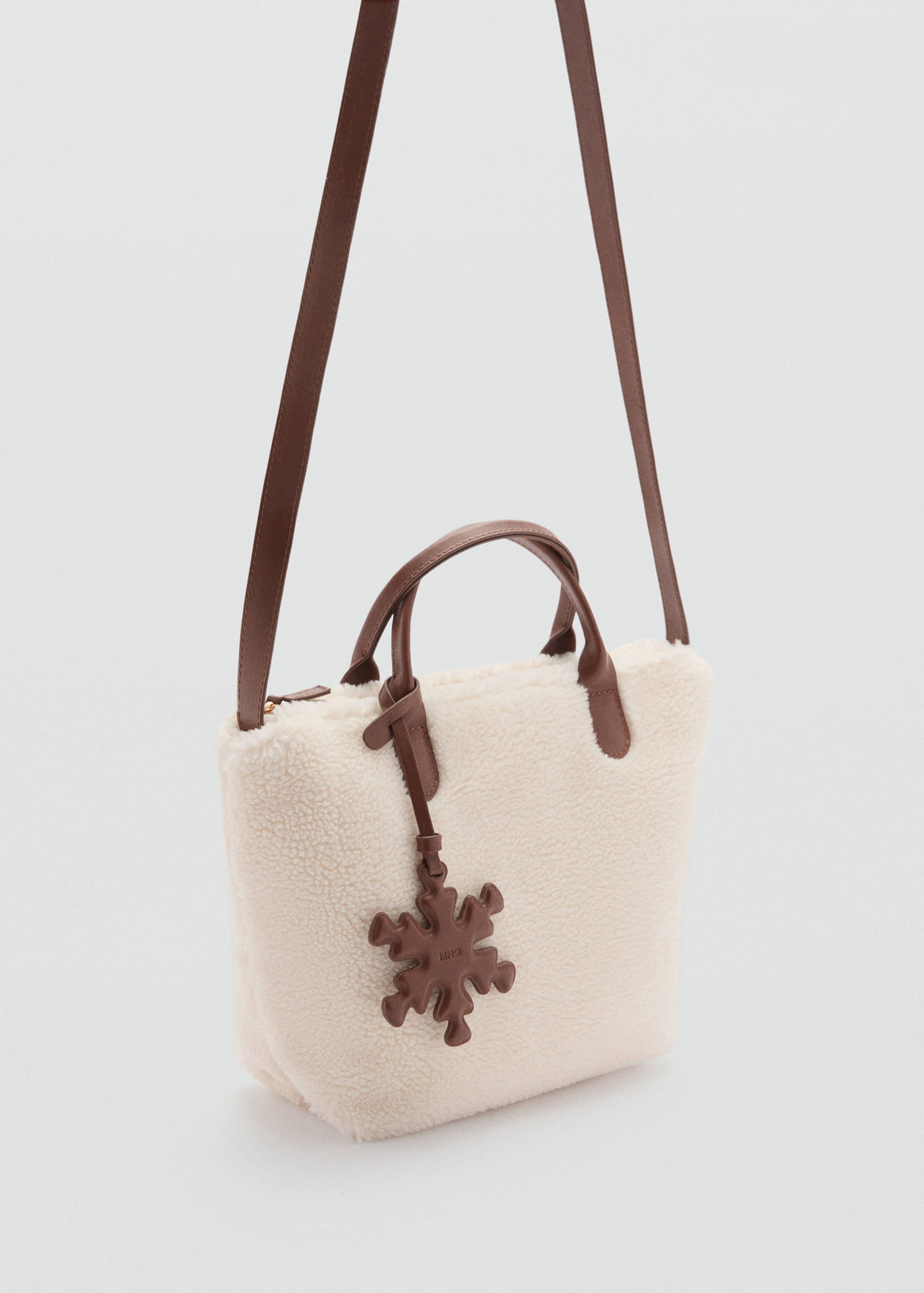 Kombinierte Ledertasche mit Plüsch - Mittlere Ansicht