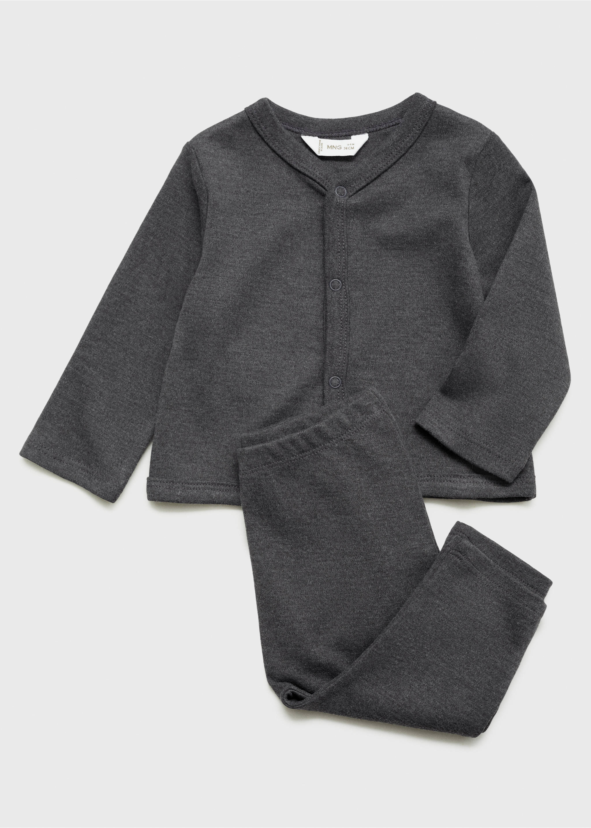 Buttoned cotton jacket - Details of the article 0, Charcoal. Ref: 77097125-00.