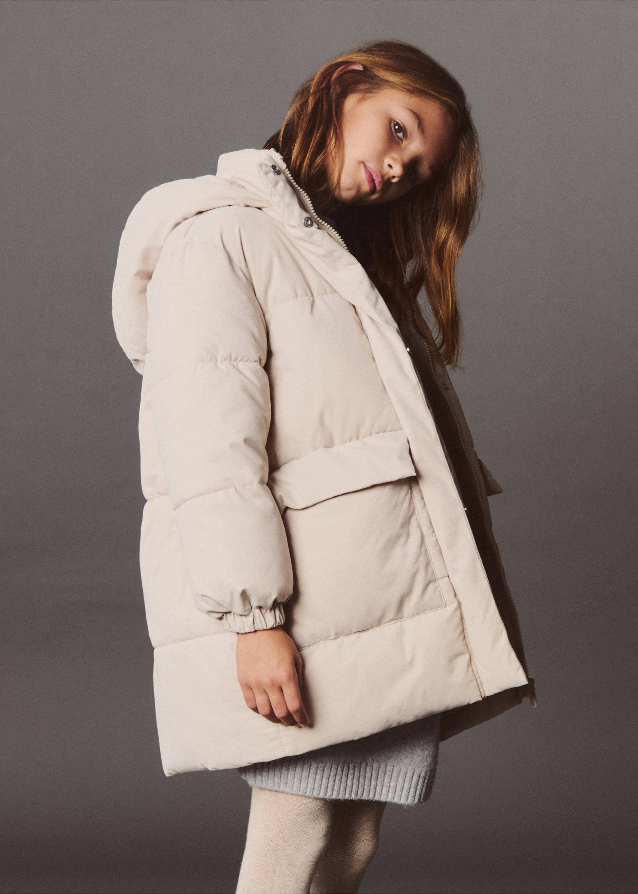Pocket quilted jacket - Details of the article 5, Light/Pastel Grey. Ref: 77097639-00.