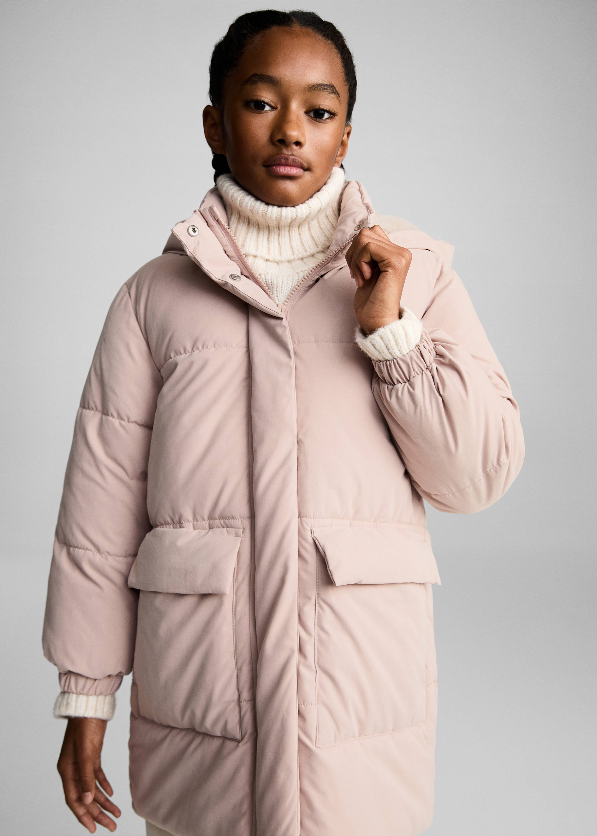 Pocket quilted jacket - Medium plane, Pink. Ref: 77097639-00.