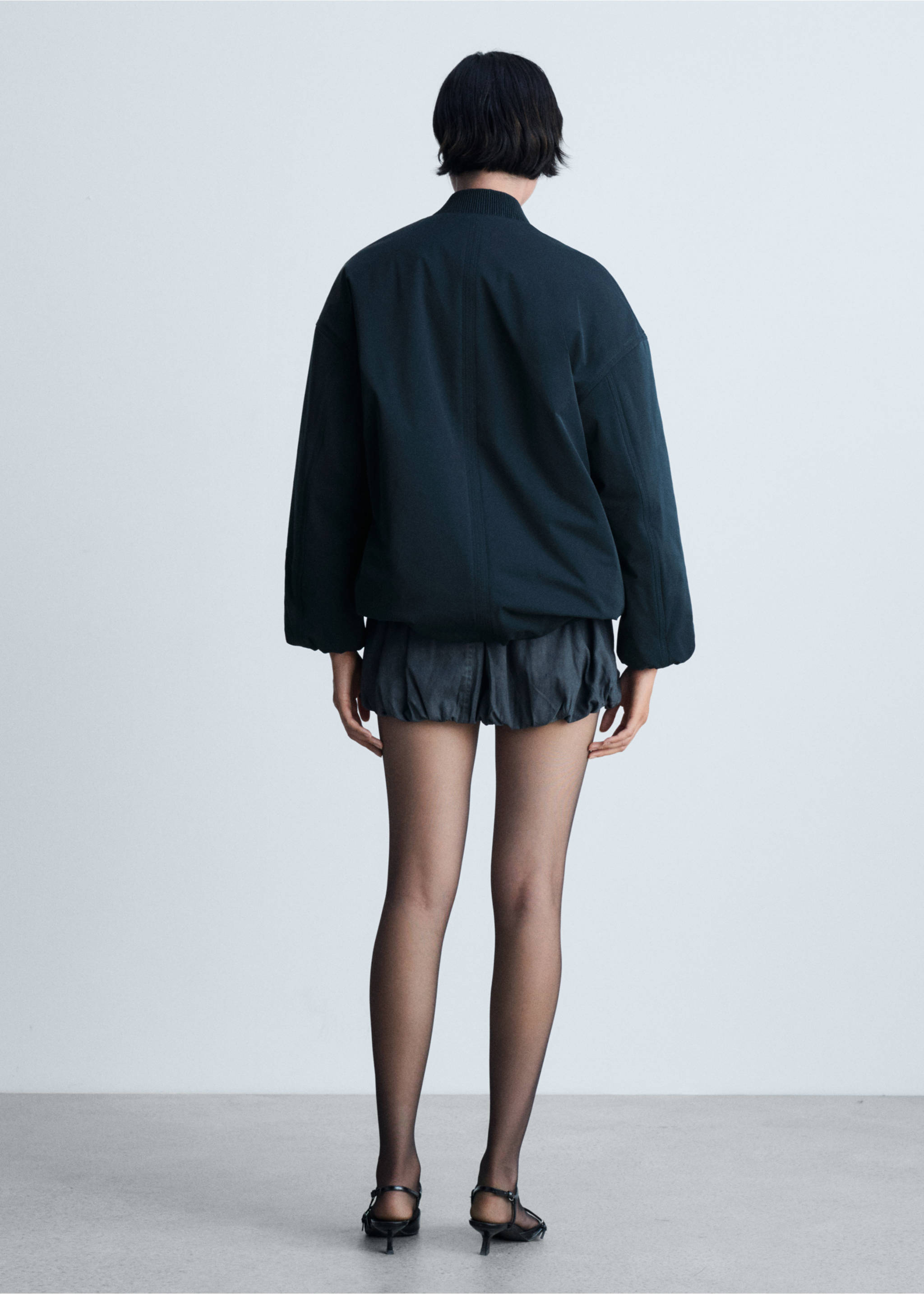 Bomber jacket with double zip - Reverse of the article, Dark Navy. Ref: 77097641-00.