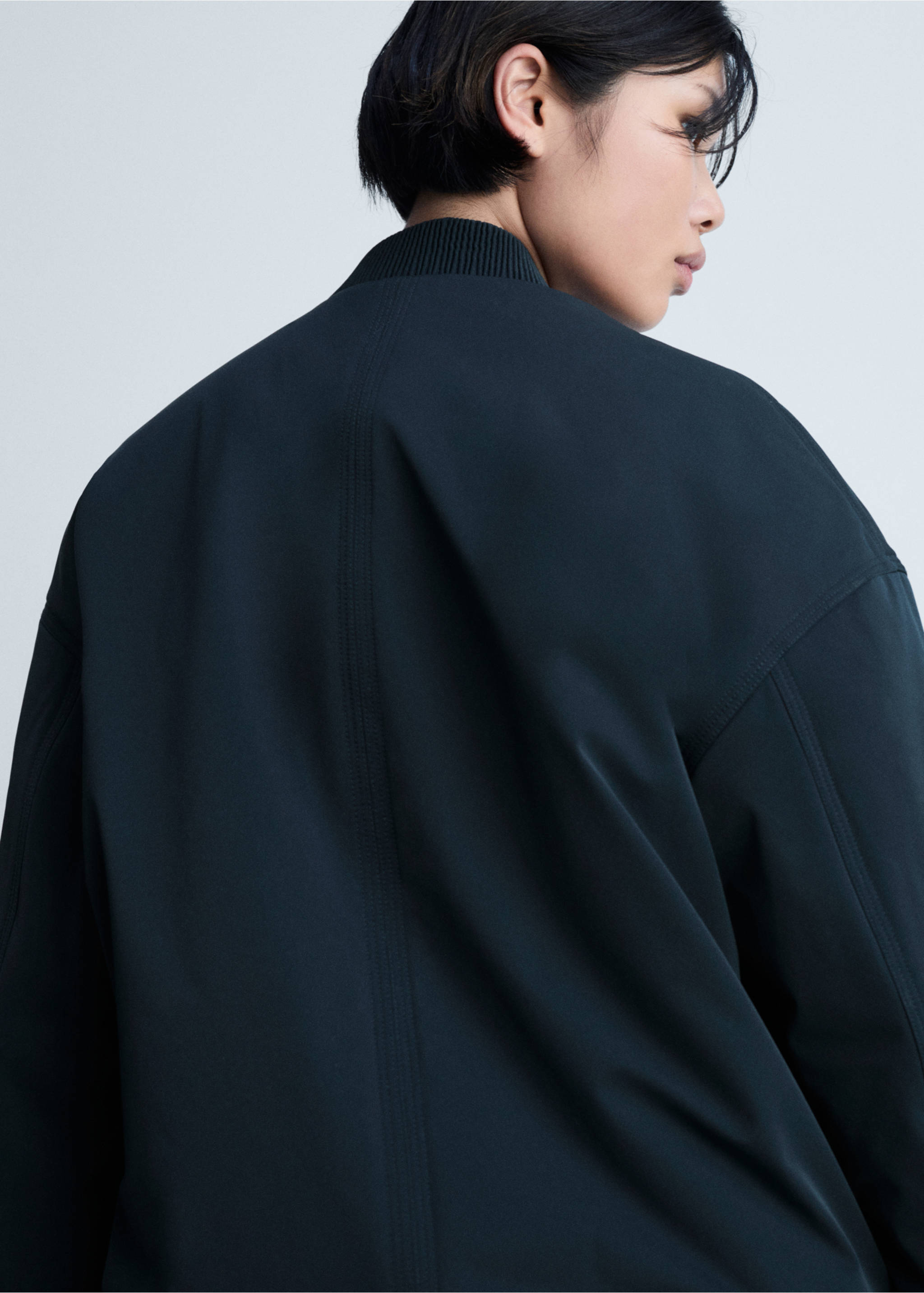 Bomber jacket with double zip - Details of the article 2, Dark Navy. Ref: 77097641-00.