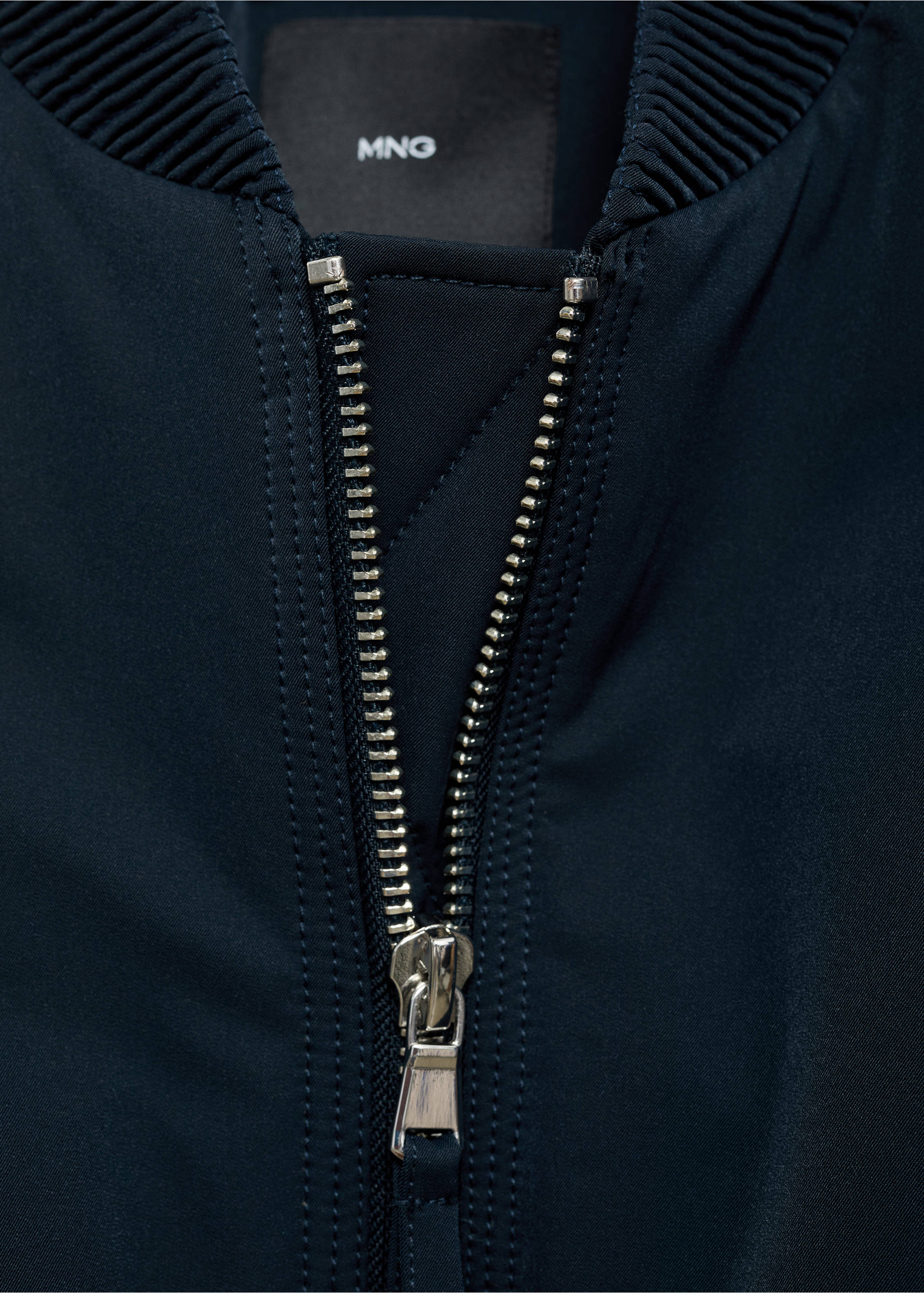 Bomber jacket with double zip - Details of the article 8, Dark Navy. Ref: 77097641-00.