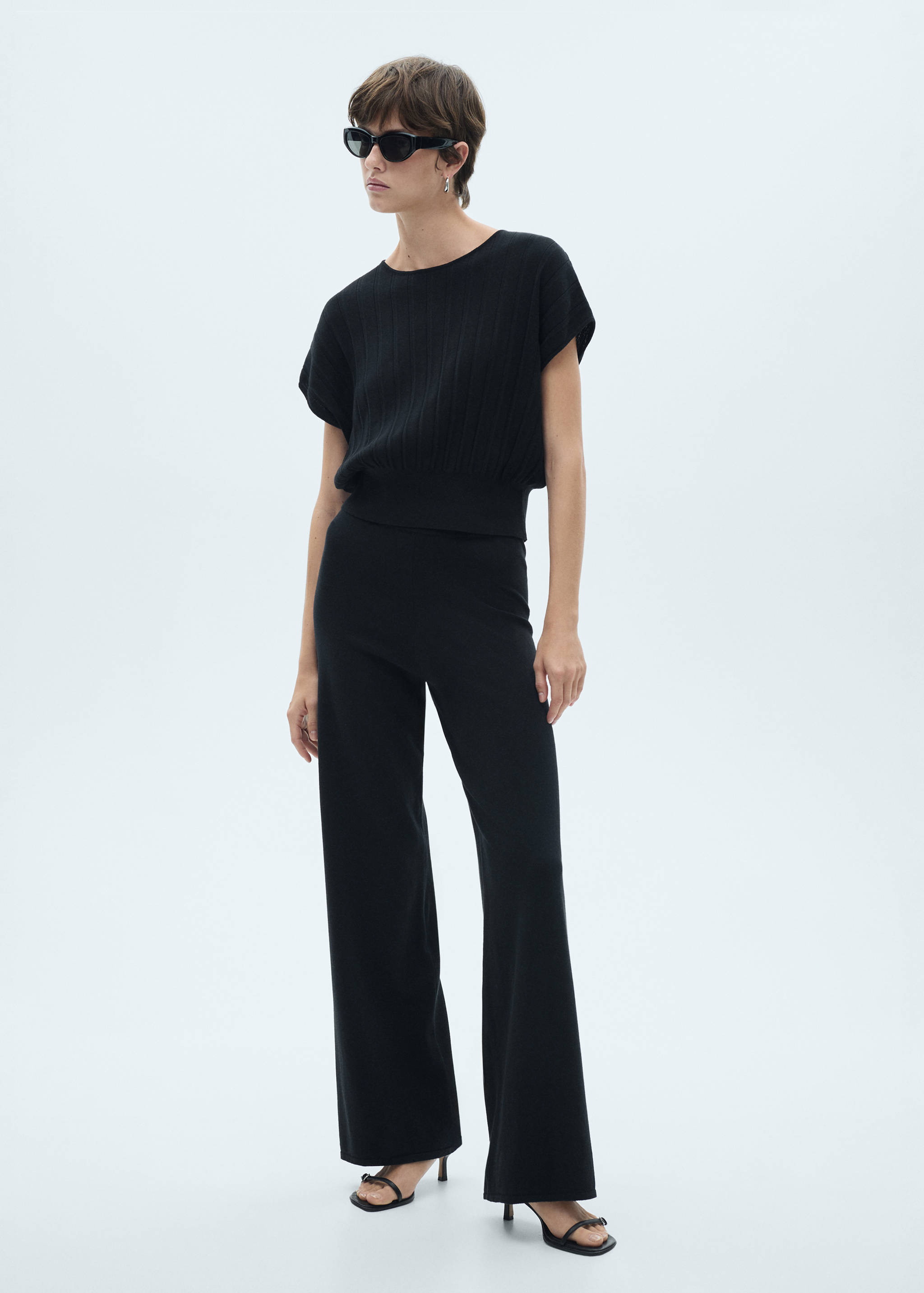 Fine-knit wideleg trousers - General plane