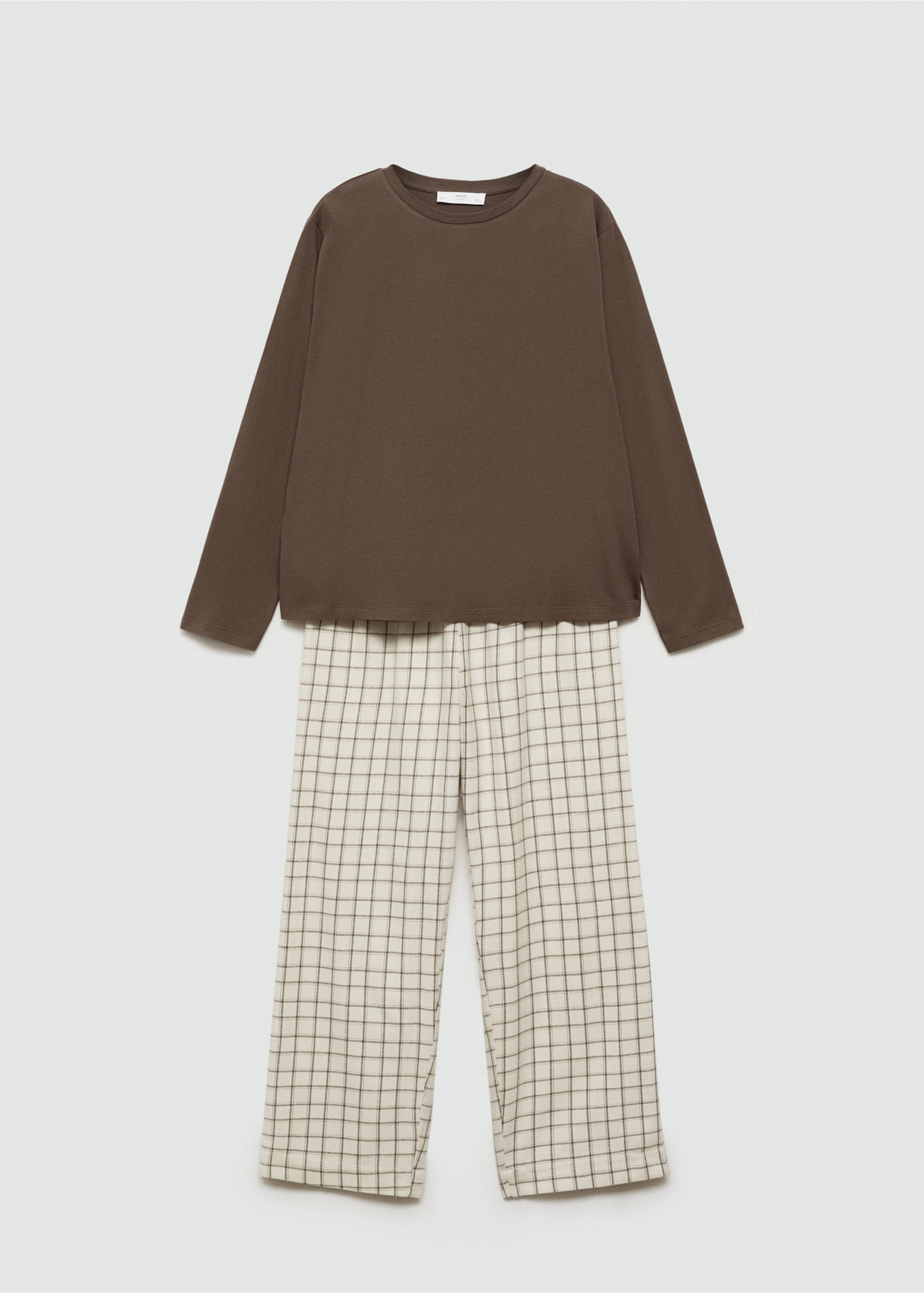 Pyjama deux pièces flanelle - Article sans modèle, Marron. Ref: 77097649-00.