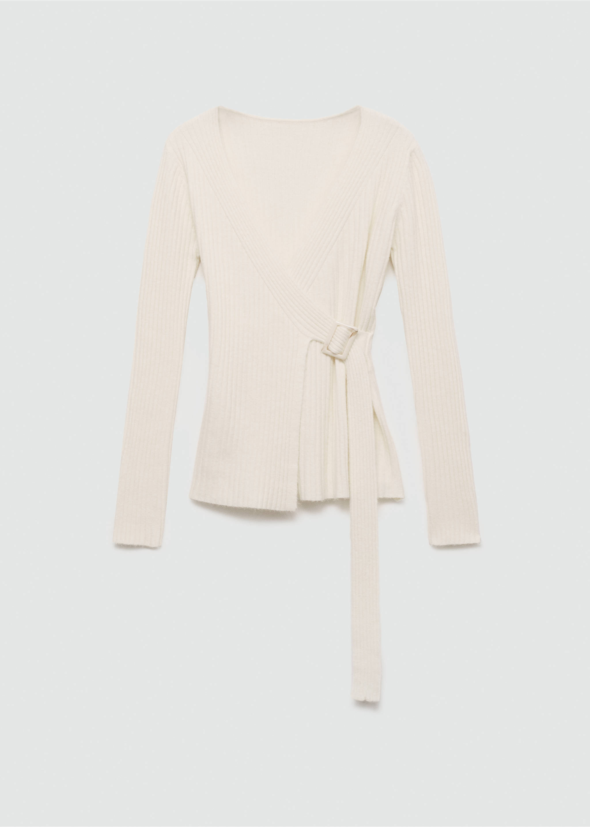 Gerippter Cardigan mit Schnalle - Artikel ohne Model, Ecru. Ref: 77097658-00.