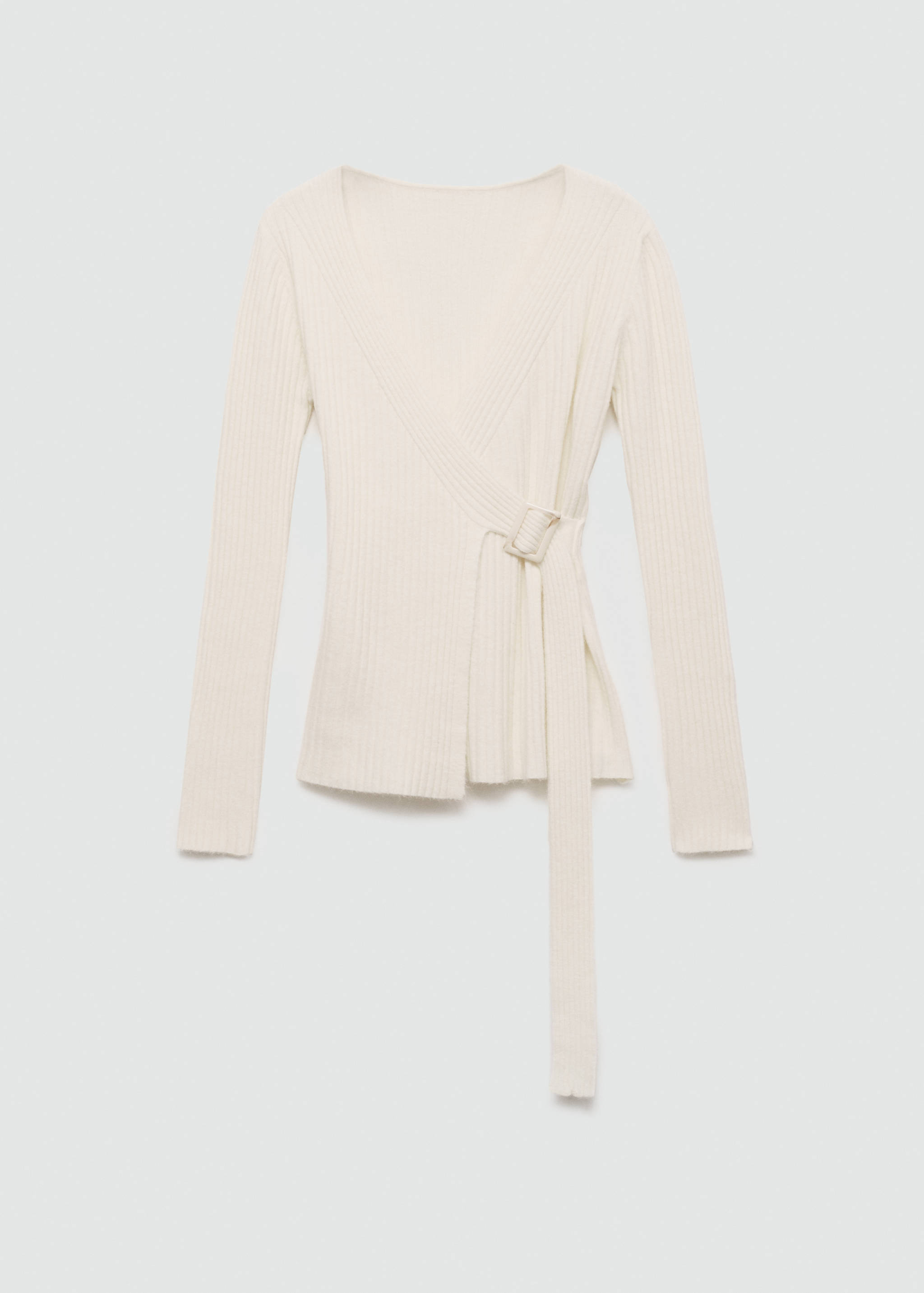Ribbstickad cardigan spänne - Artikel utan modell