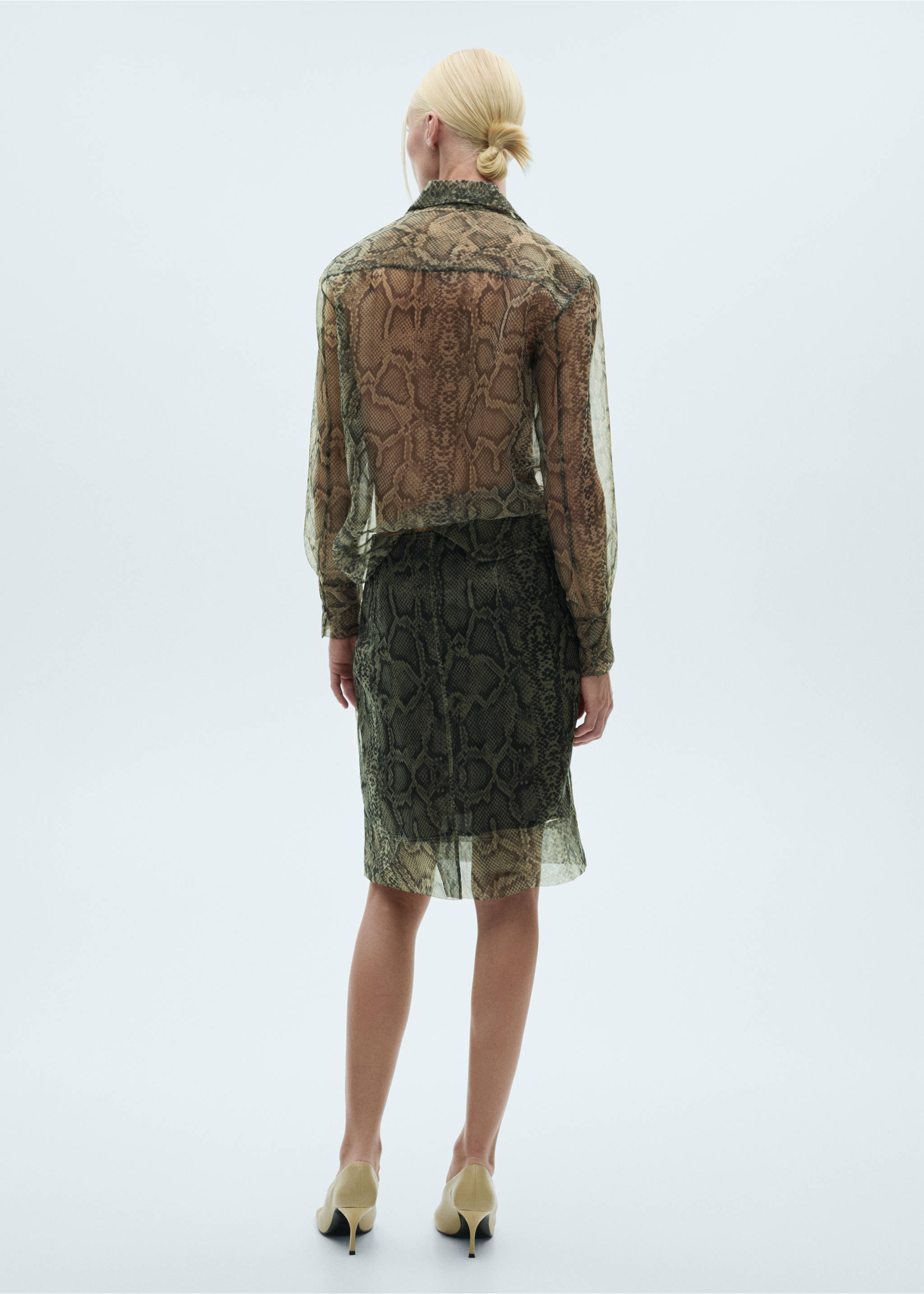 Animal print organza skirt - Reverse of the article, Ecru. Ref: 77097659-00.