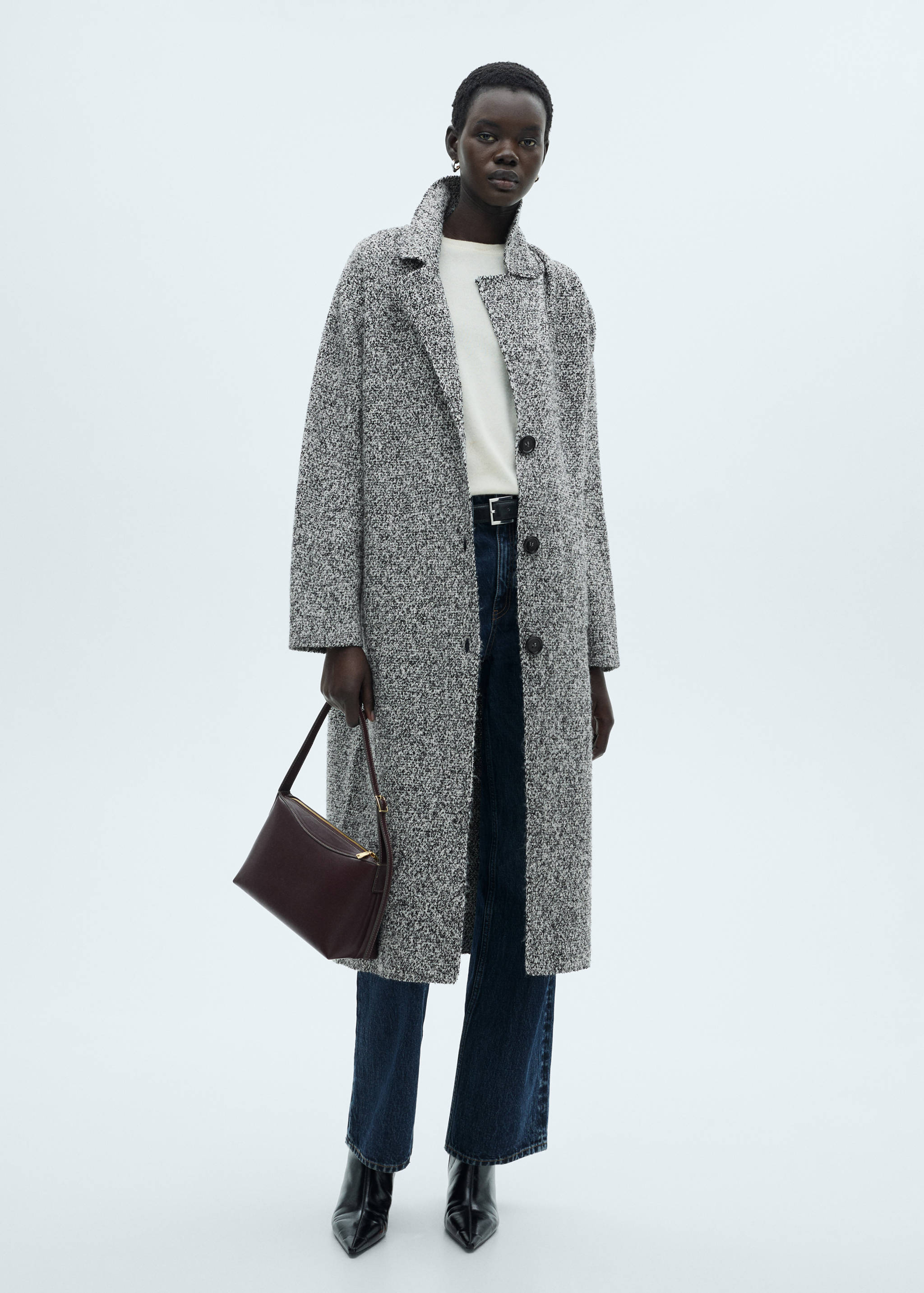 Mottled knitted cotton coat - General plane