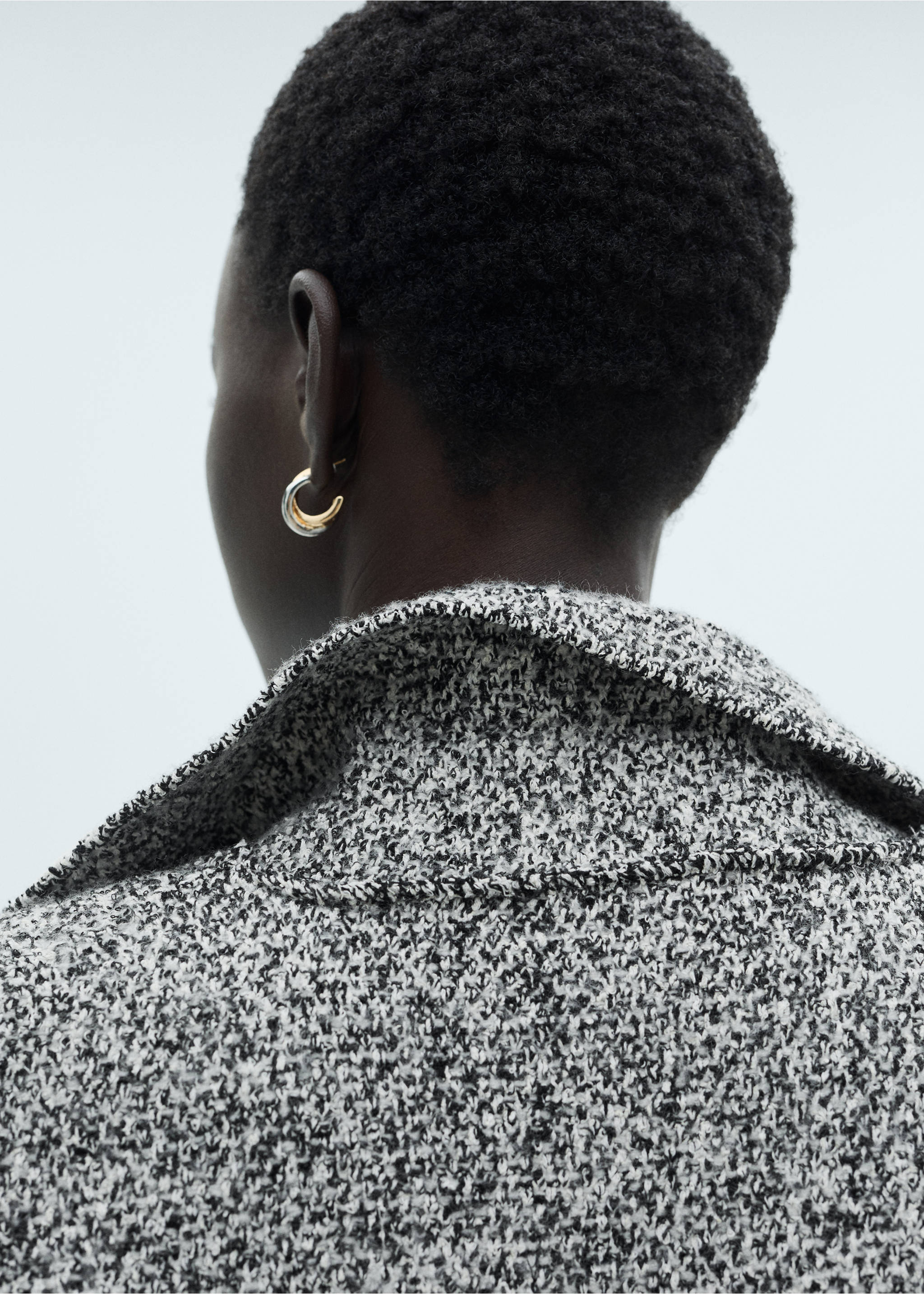 Gemêleerd gebreide katoenen jas - Detail van het artikel 6, Zwart. Ref: 77097660-00.