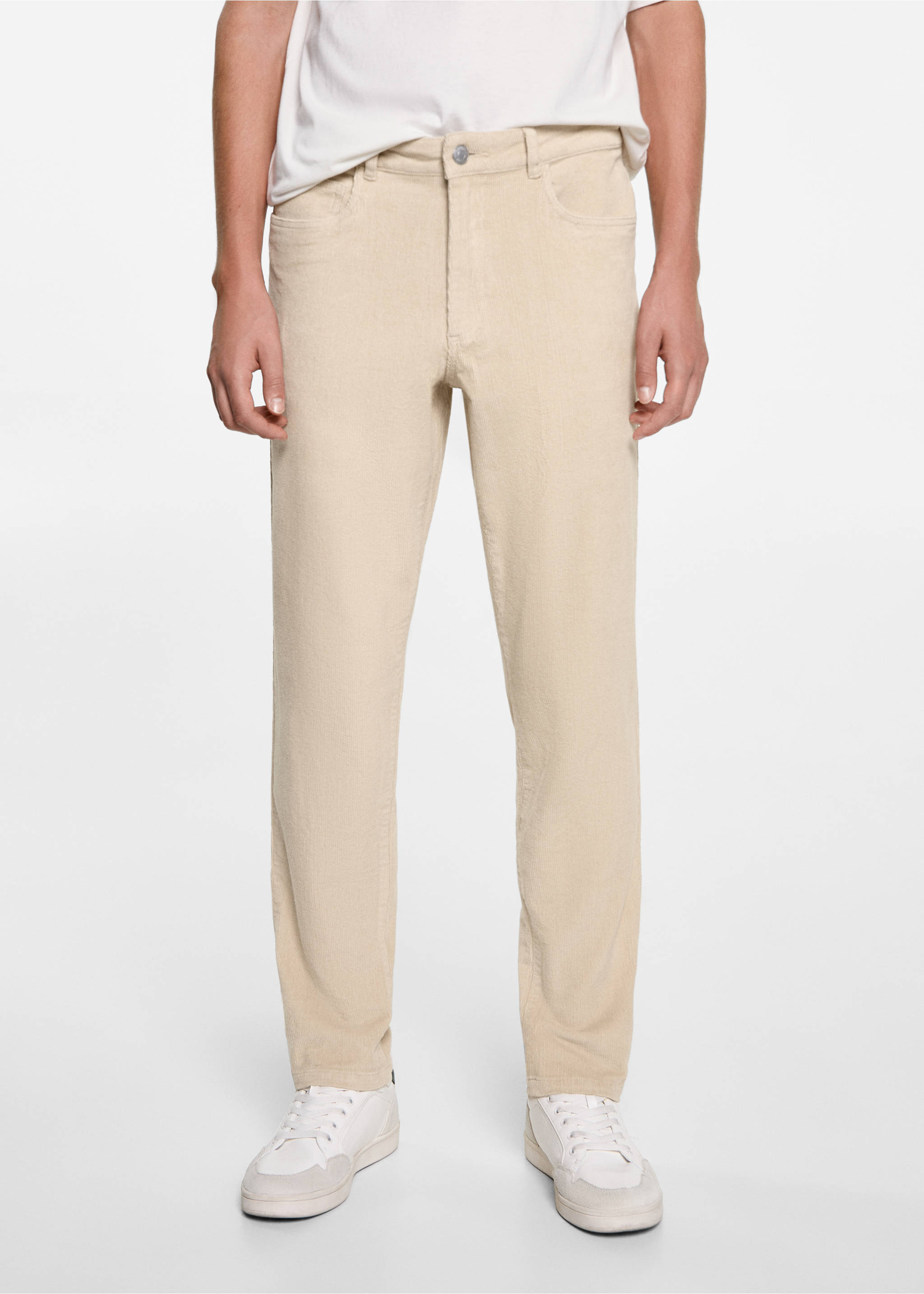 Slim fit corduroy trousers - Medium plane, Beige. Ref: 77097672-00.