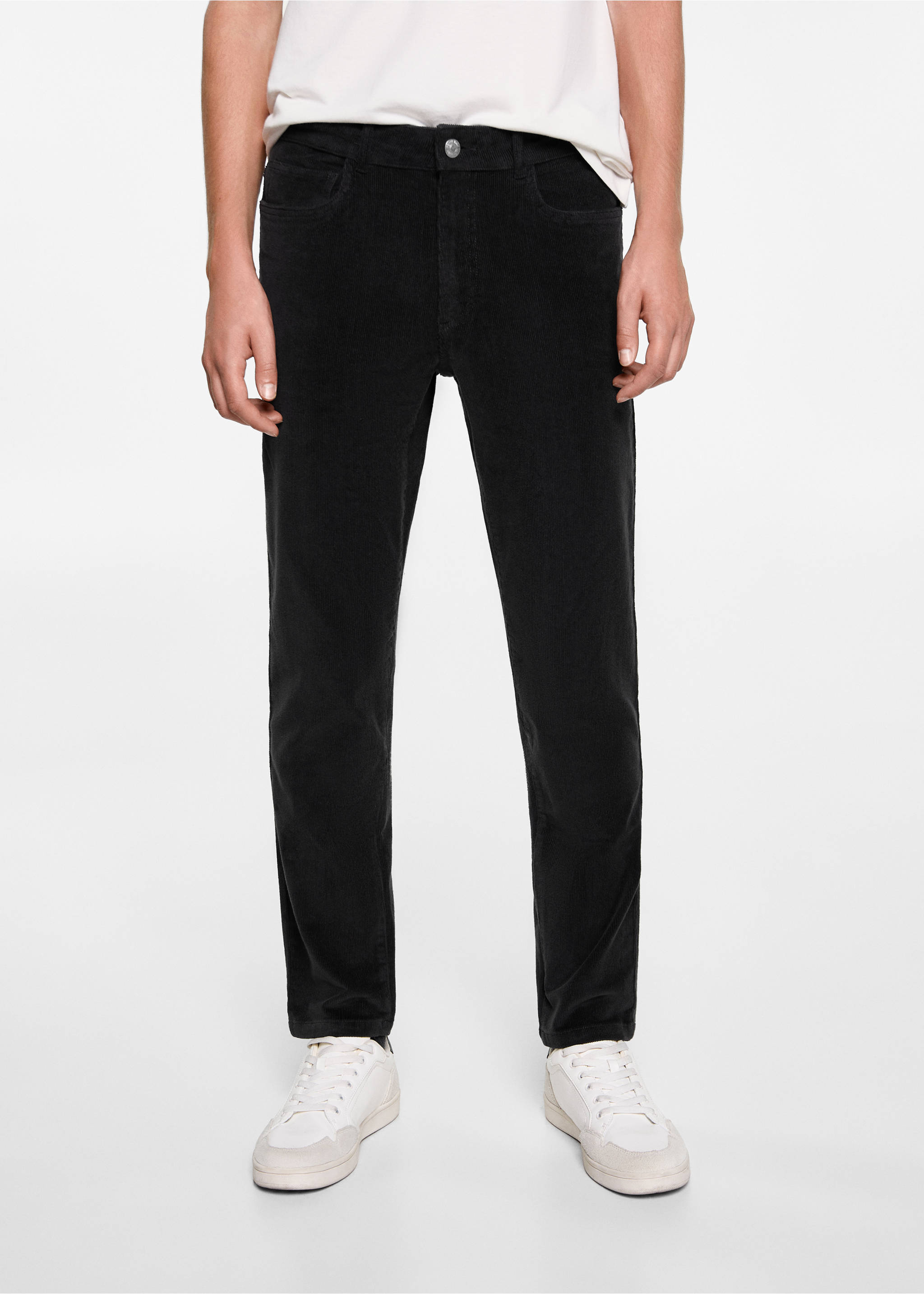 Slim Fit-Cordhose - Mittlere Ansicht, Anthrazit. Ref: 77097672-00.