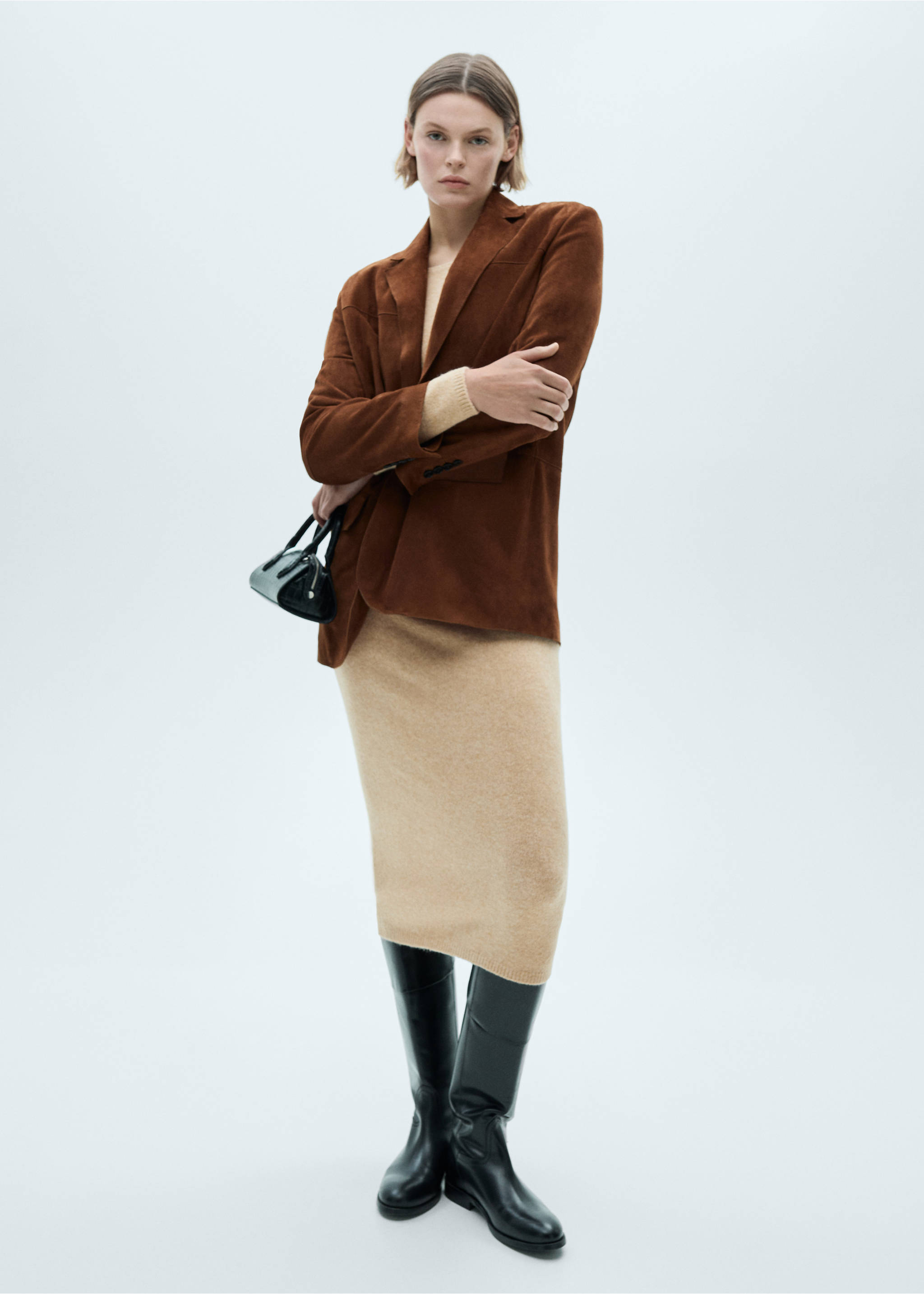 Knit midi dress - General plane, Medium Brown. Ref: 77097678-00.