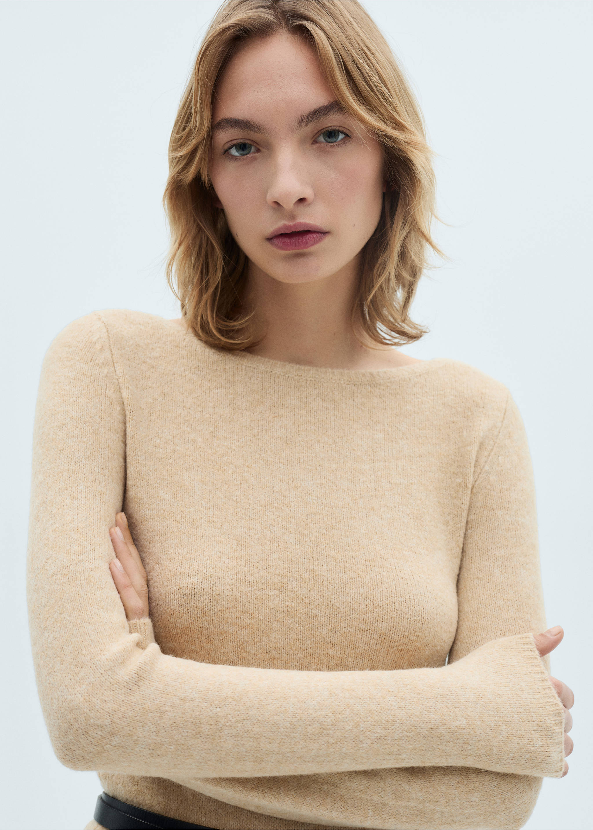 Knit midi dress - Details of the article 1, Medium Brown. Ref: 77097678-00.