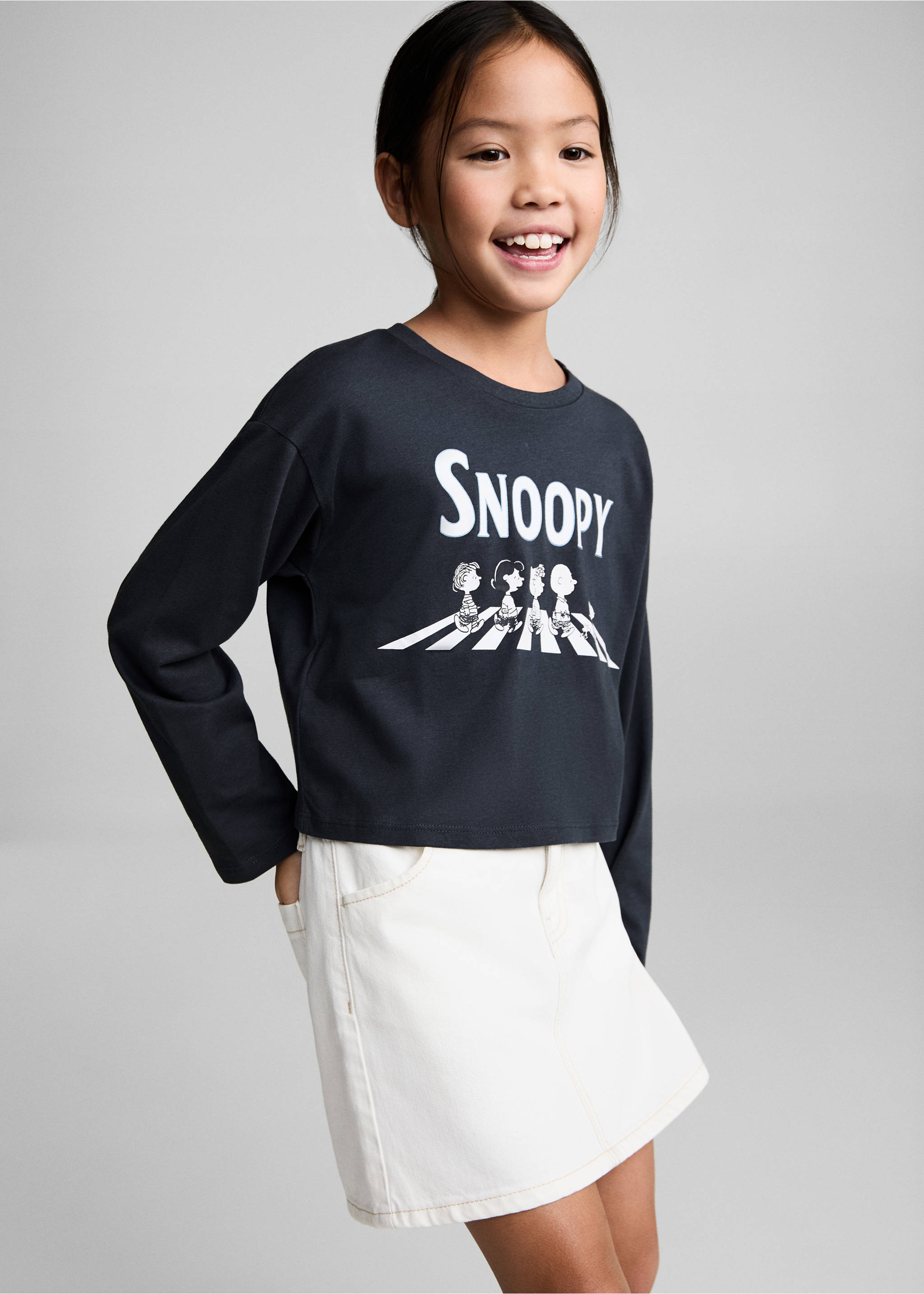 Snoopy long-sleeved t-shirt - Medium plane, Dark Navy. Ref: 77097681-00.
