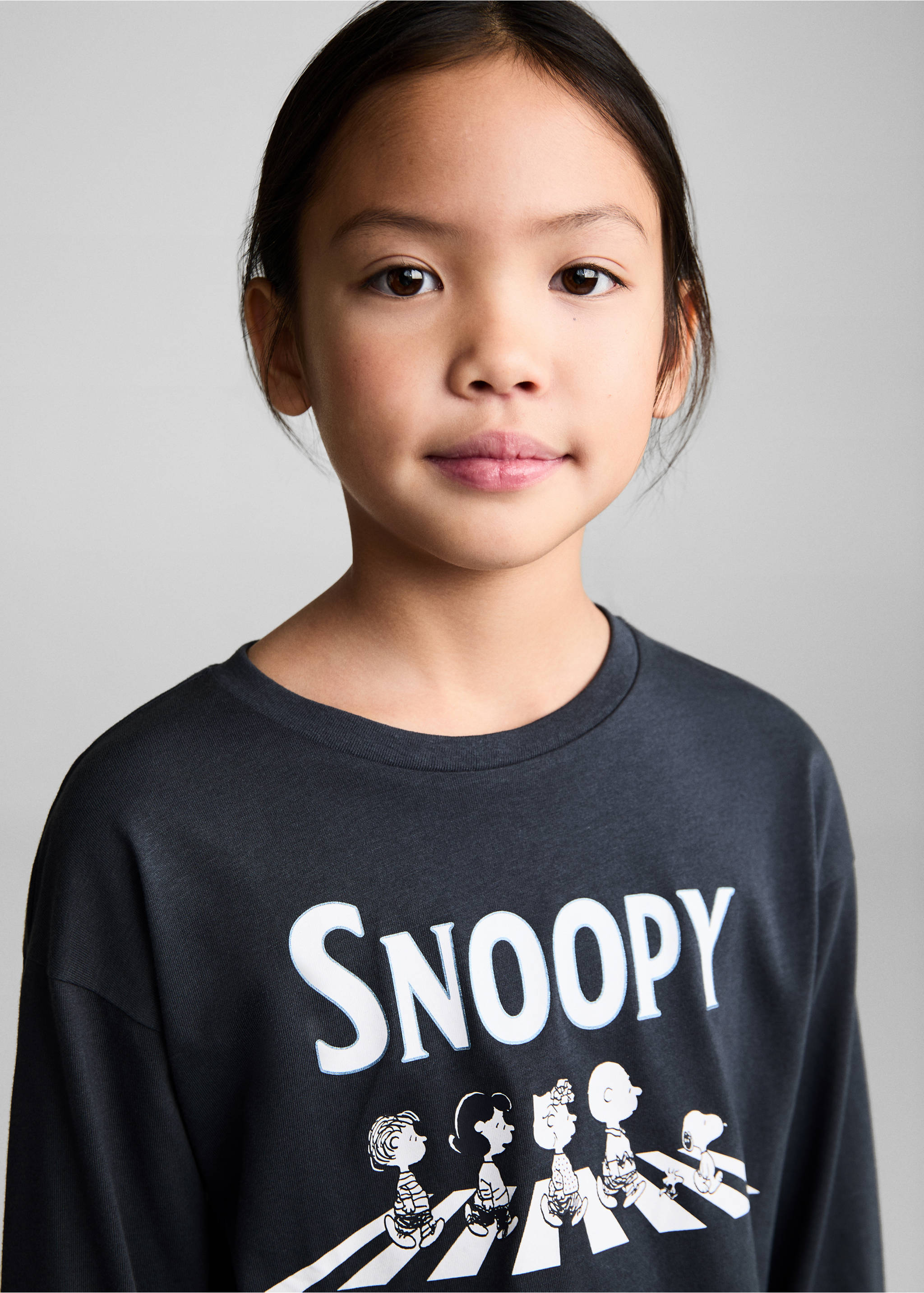 Snoopy long-sleeved t-shirt - Details of the article 1, Dark Navy. Ref: 77097681-00.