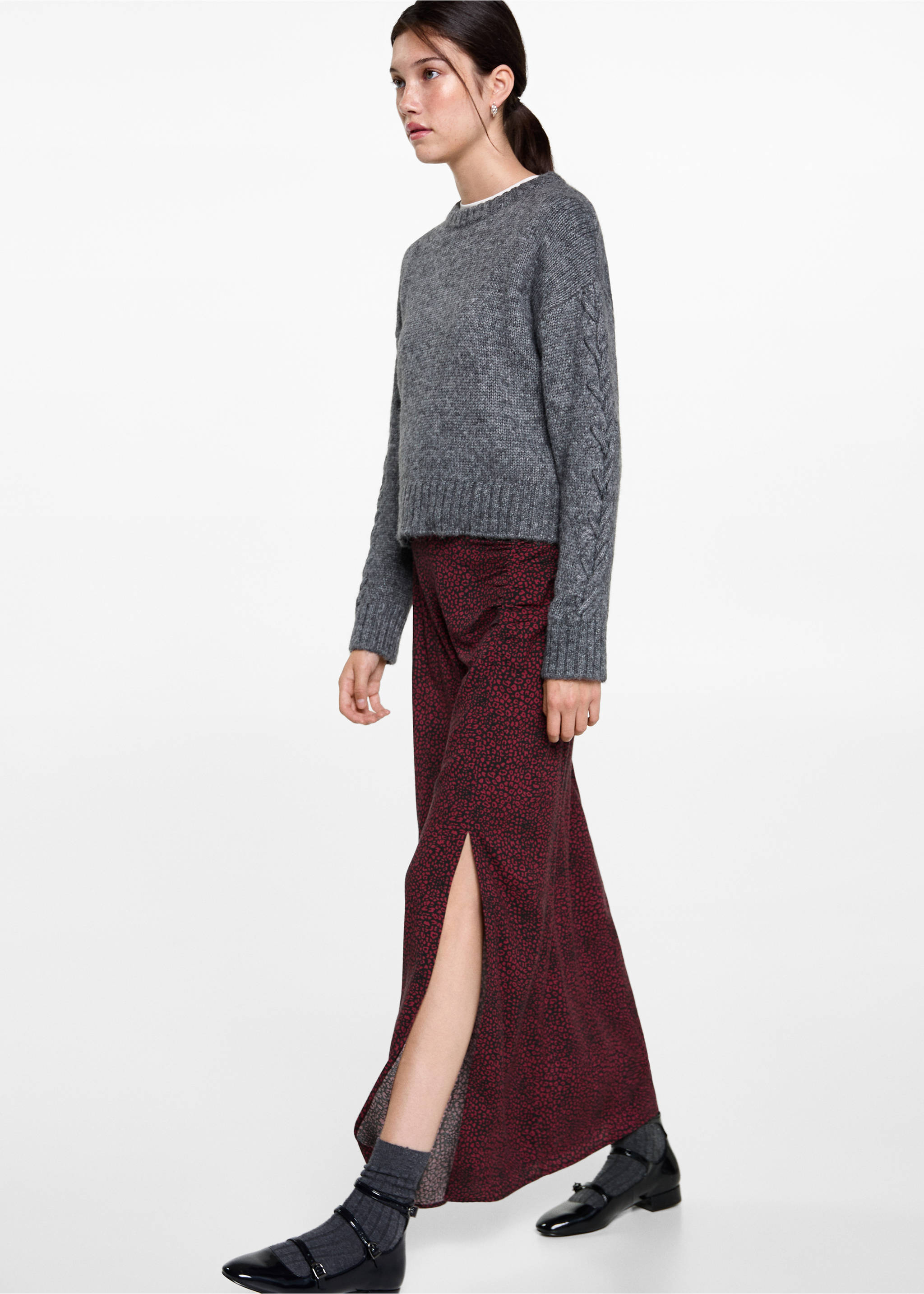 Midi-Rock mit Leo-Dessin - Detail des Artikels 2, Rot. Ref: 77097687-00.