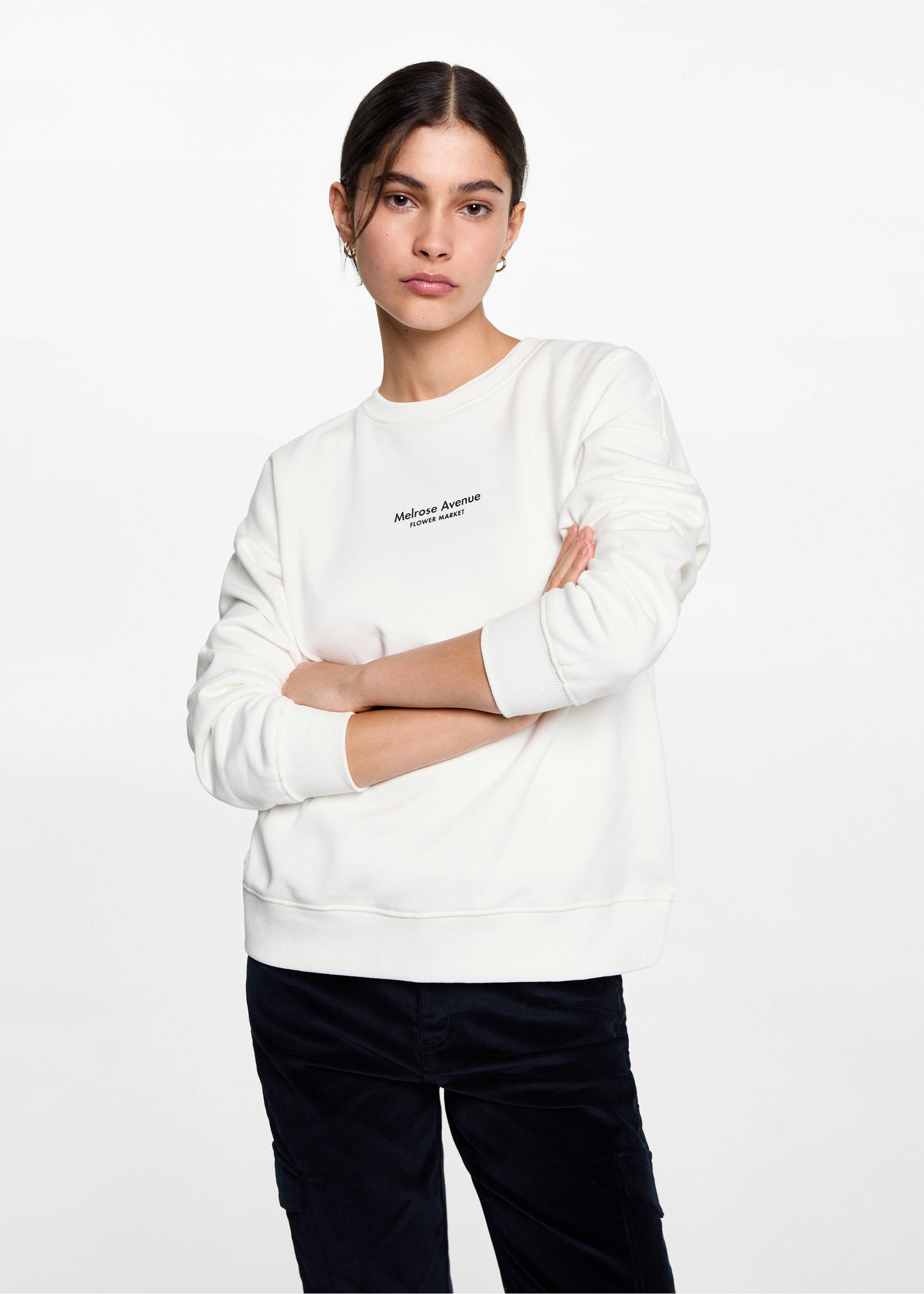 Printed cotton sweatshirt - Medium plane, Off White. Ref: 77097692-00.