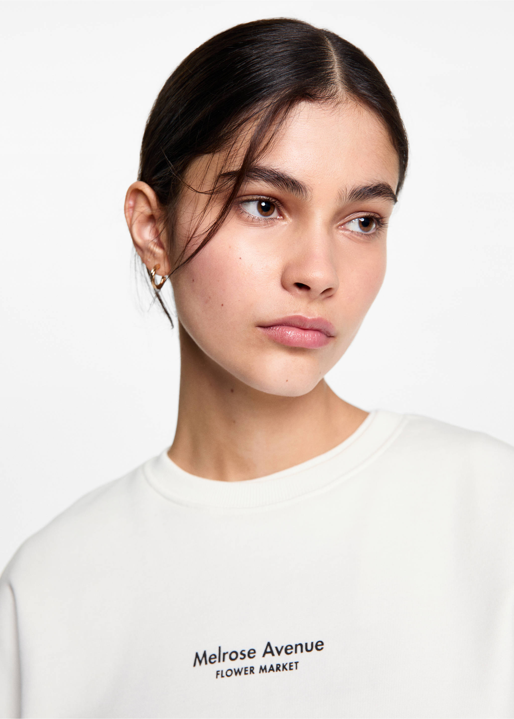 Printed cotton sweatshirt - Details of the article 1, Off White. Ref: 77097692-00.