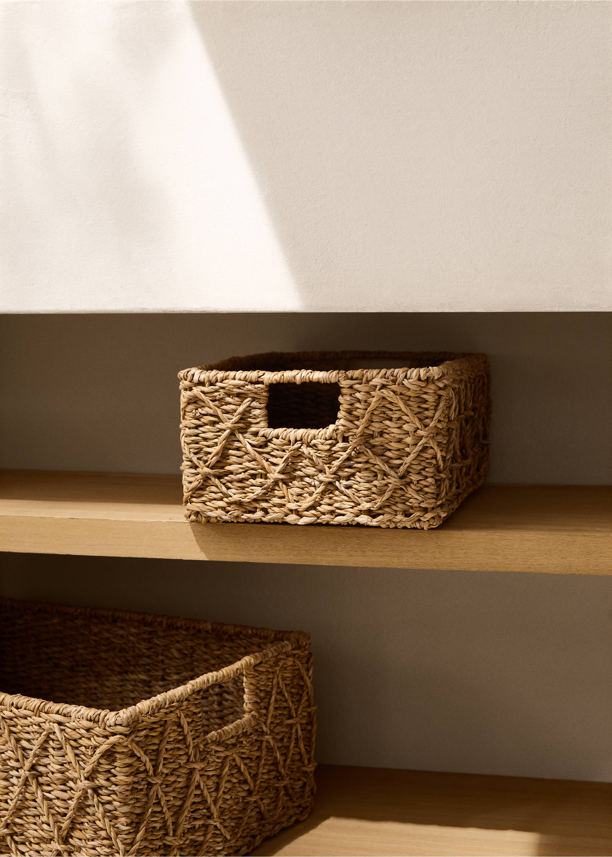 Embossed basket 35x25cm - General plane, Brown. Ref: 77097695-00.