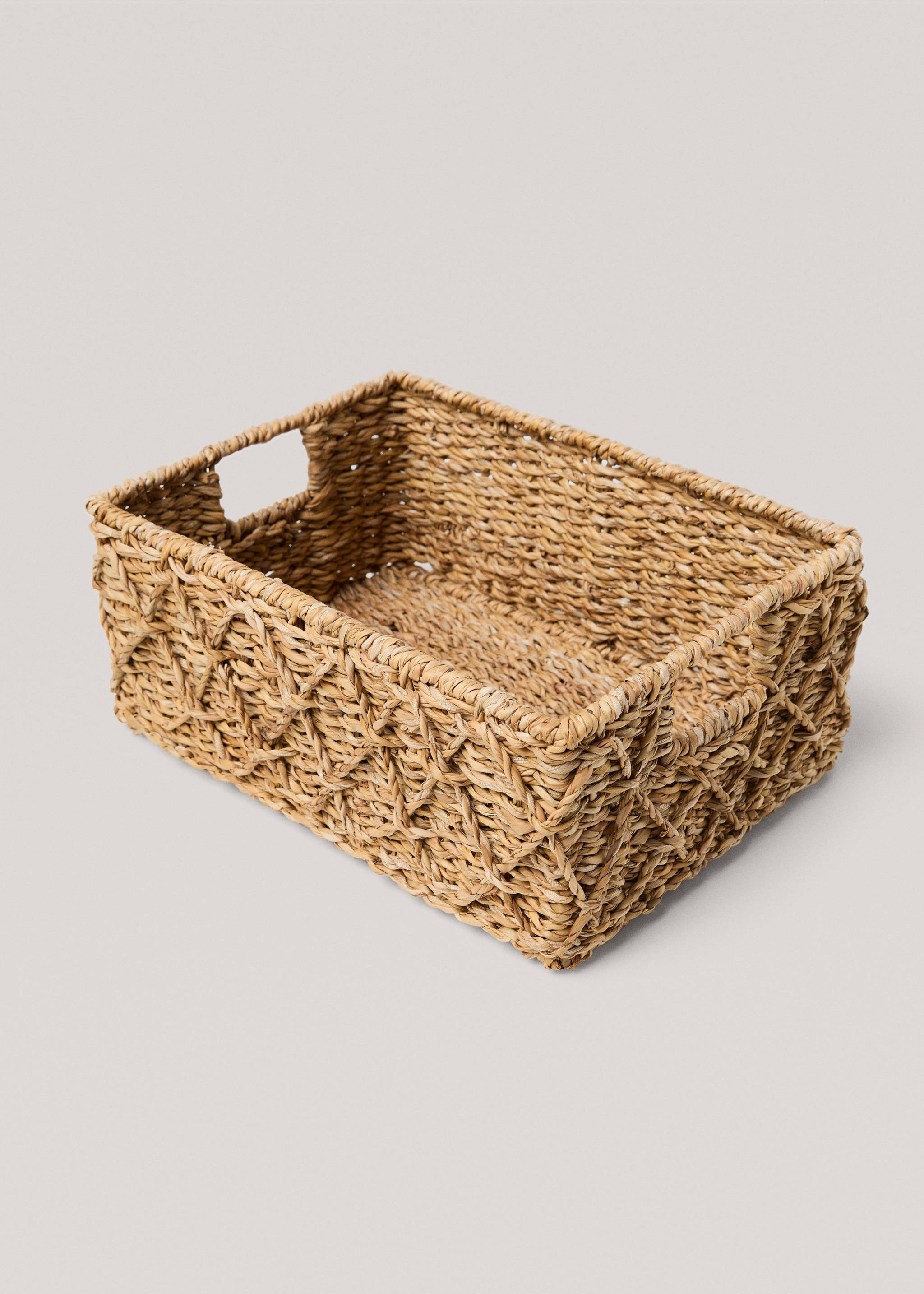 Embossed basket 35x25cm - Details of the article 2, Brown. Ref: 77097695-00.