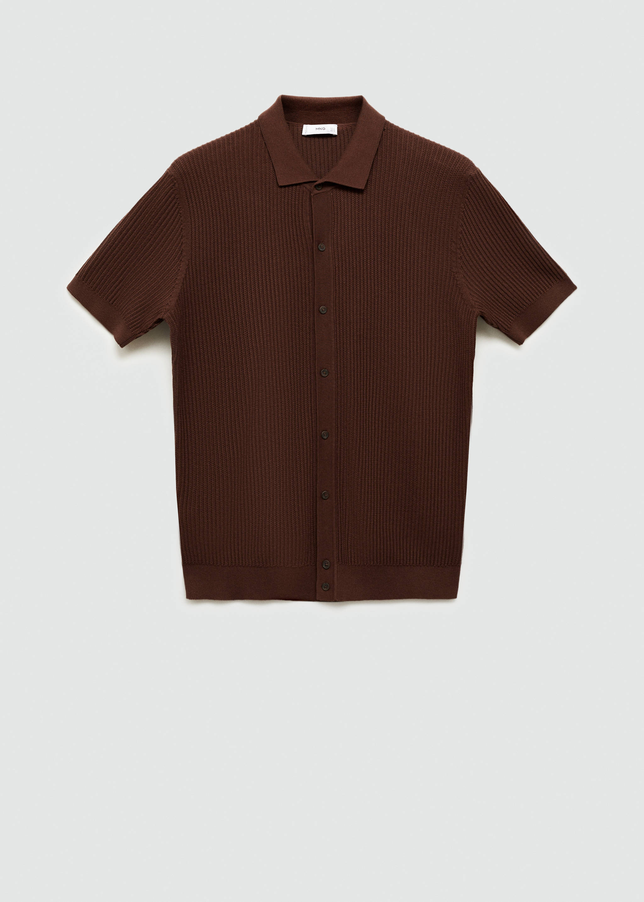 Polo de malha fina canelada com botões - Artigo sem modelo