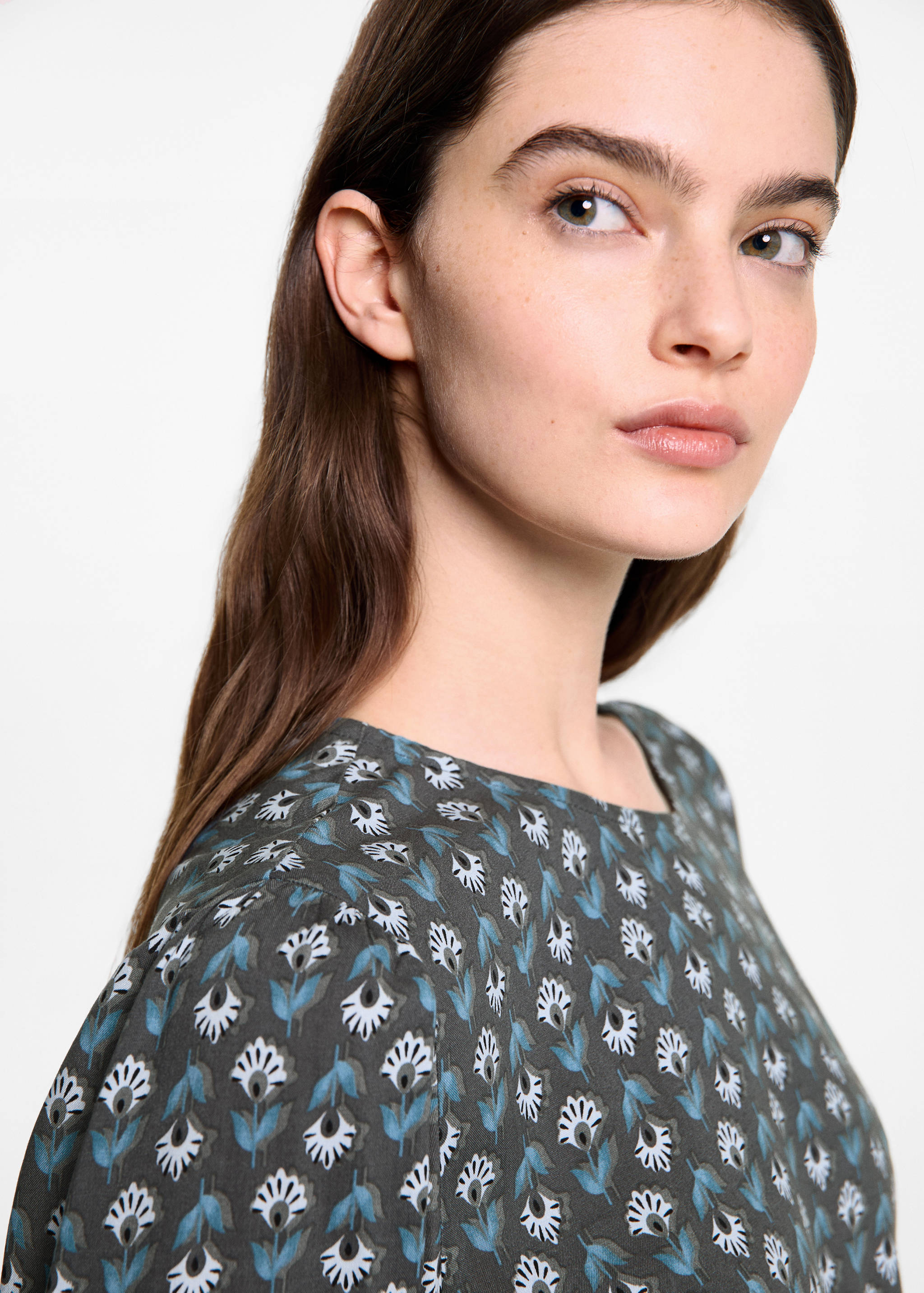 Robe imprimée détail froncé - Détail de l'article 1