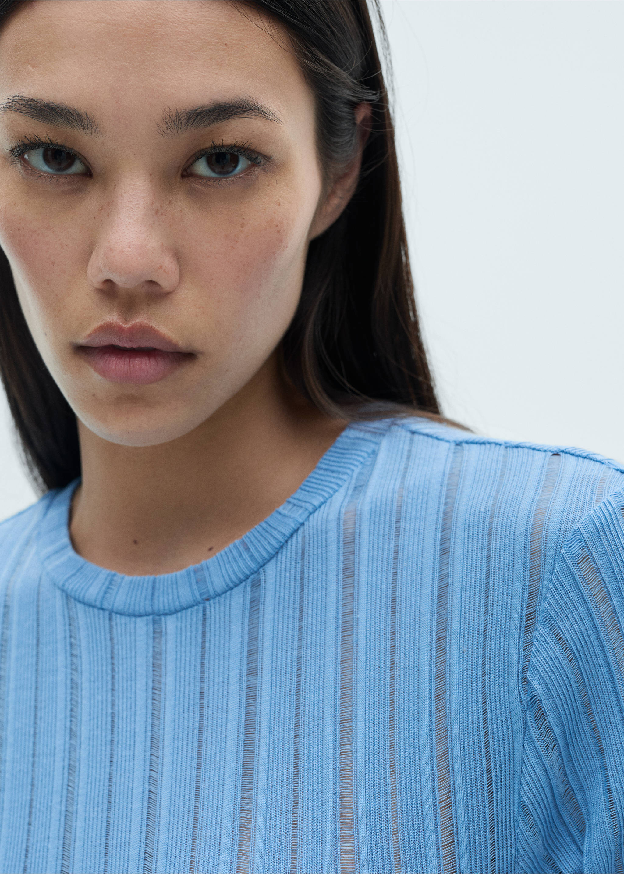 Maglietta melangiata - Dettaglio dell'articolo 1, Celeste. Ref: 77097715-00.