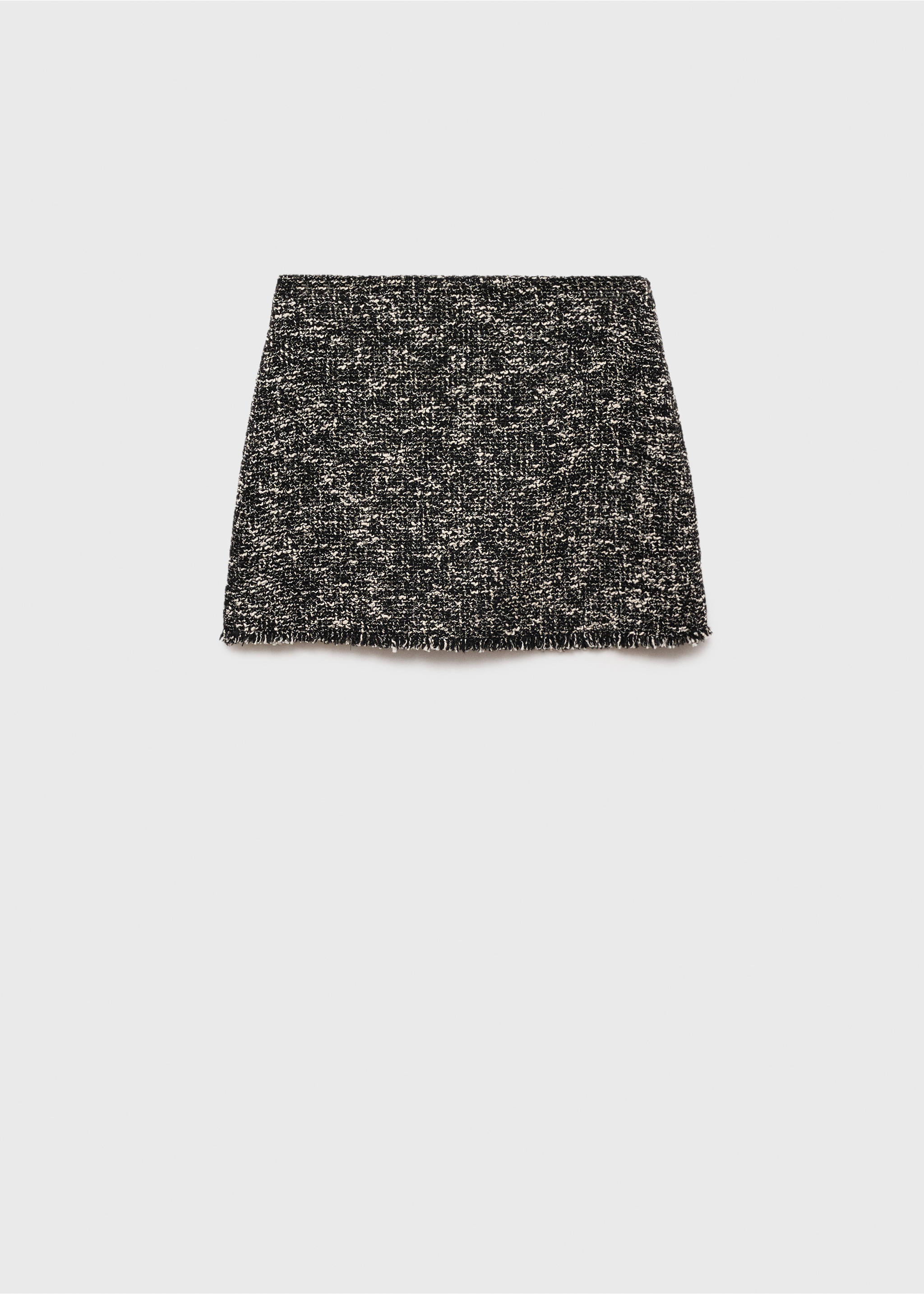 Tweed mini-skirt with frayed edges - Article without model, Black. Ref: 77097719-00.
