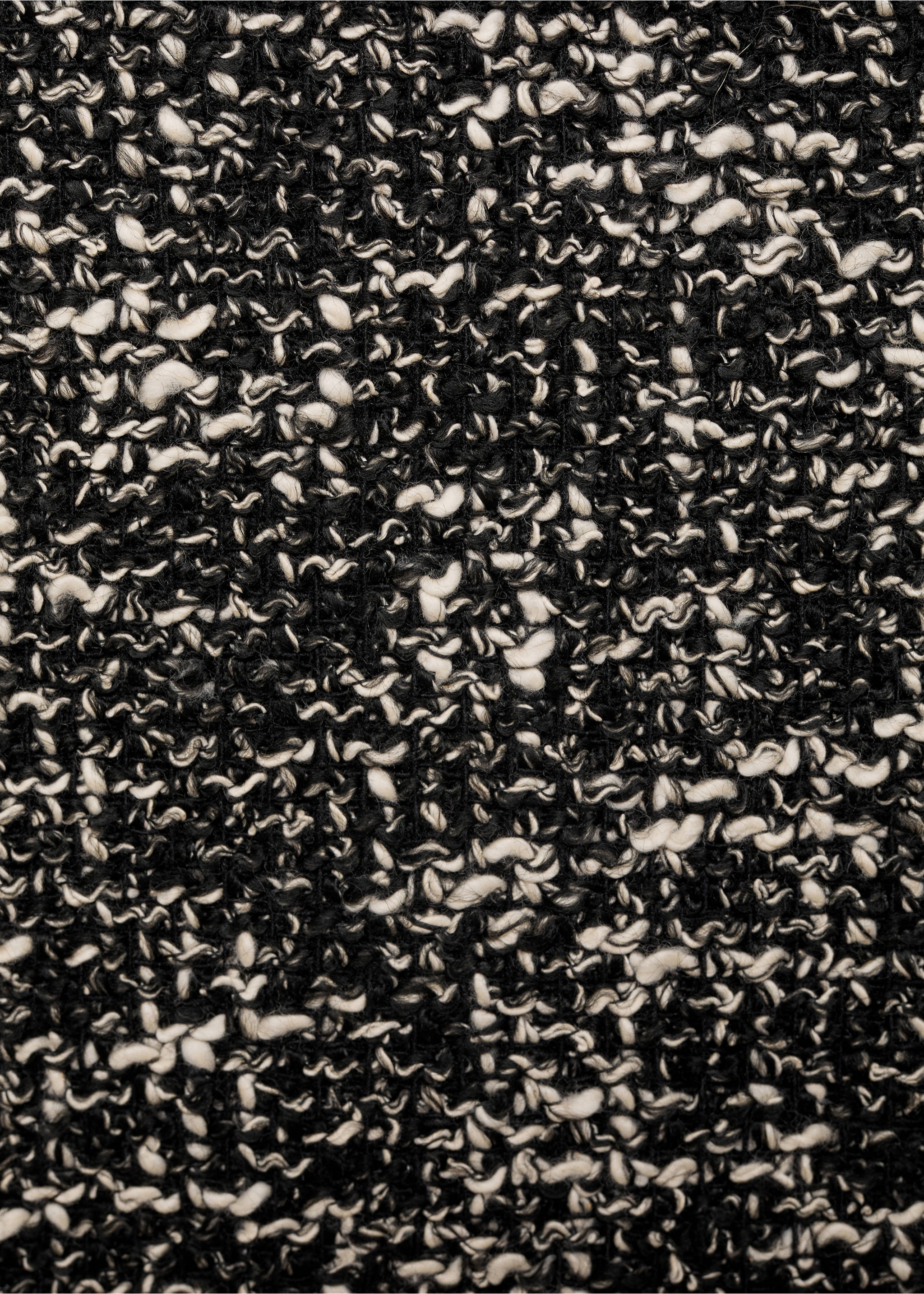 Tweed mini-skirt with frayed edges - Details of the article 0, Black. Ref: 77097719-00.