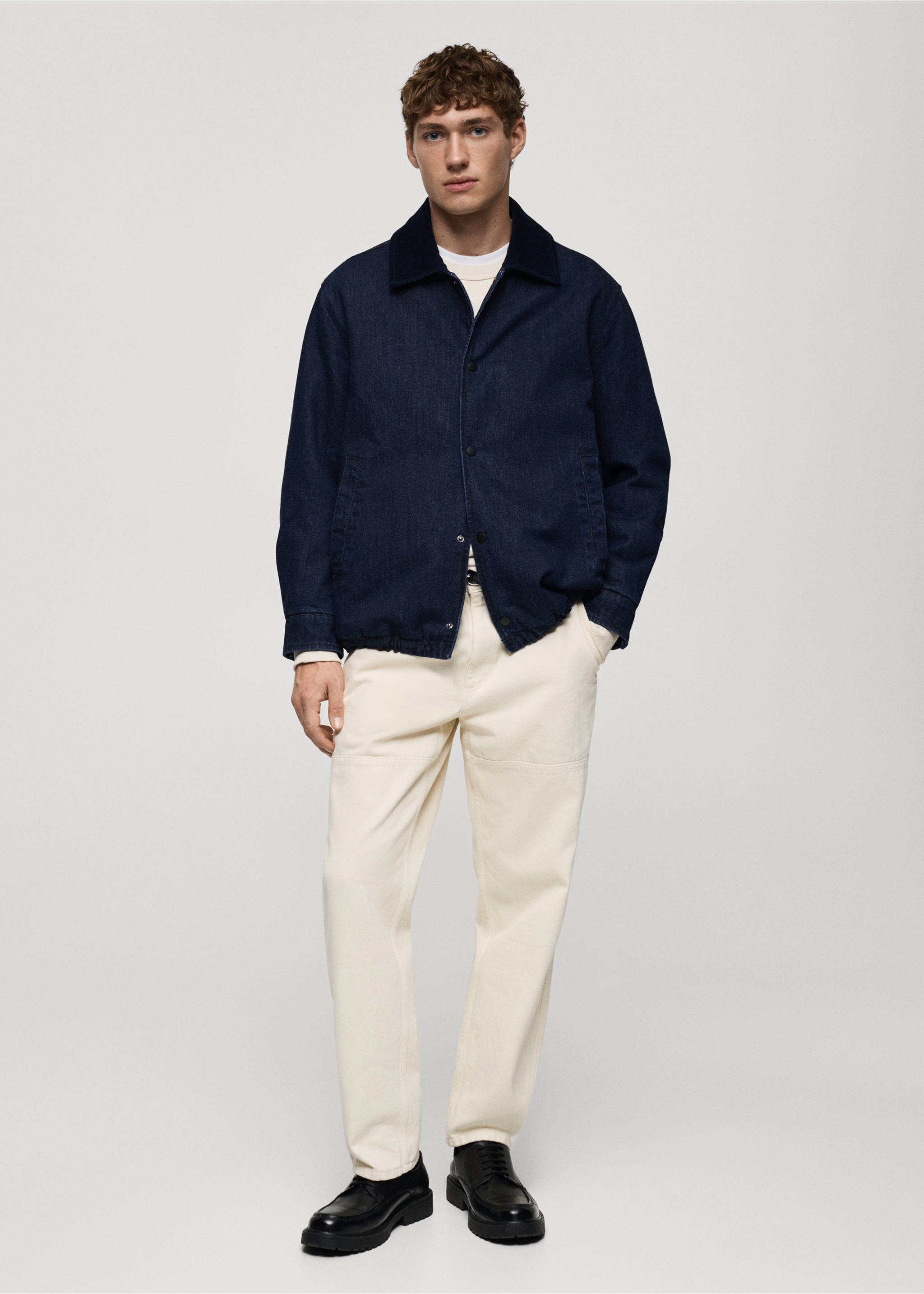 Jeansjacke mit Cordkragen - Allgemeine Ansicht, Blau. Ref: 77097912-00.