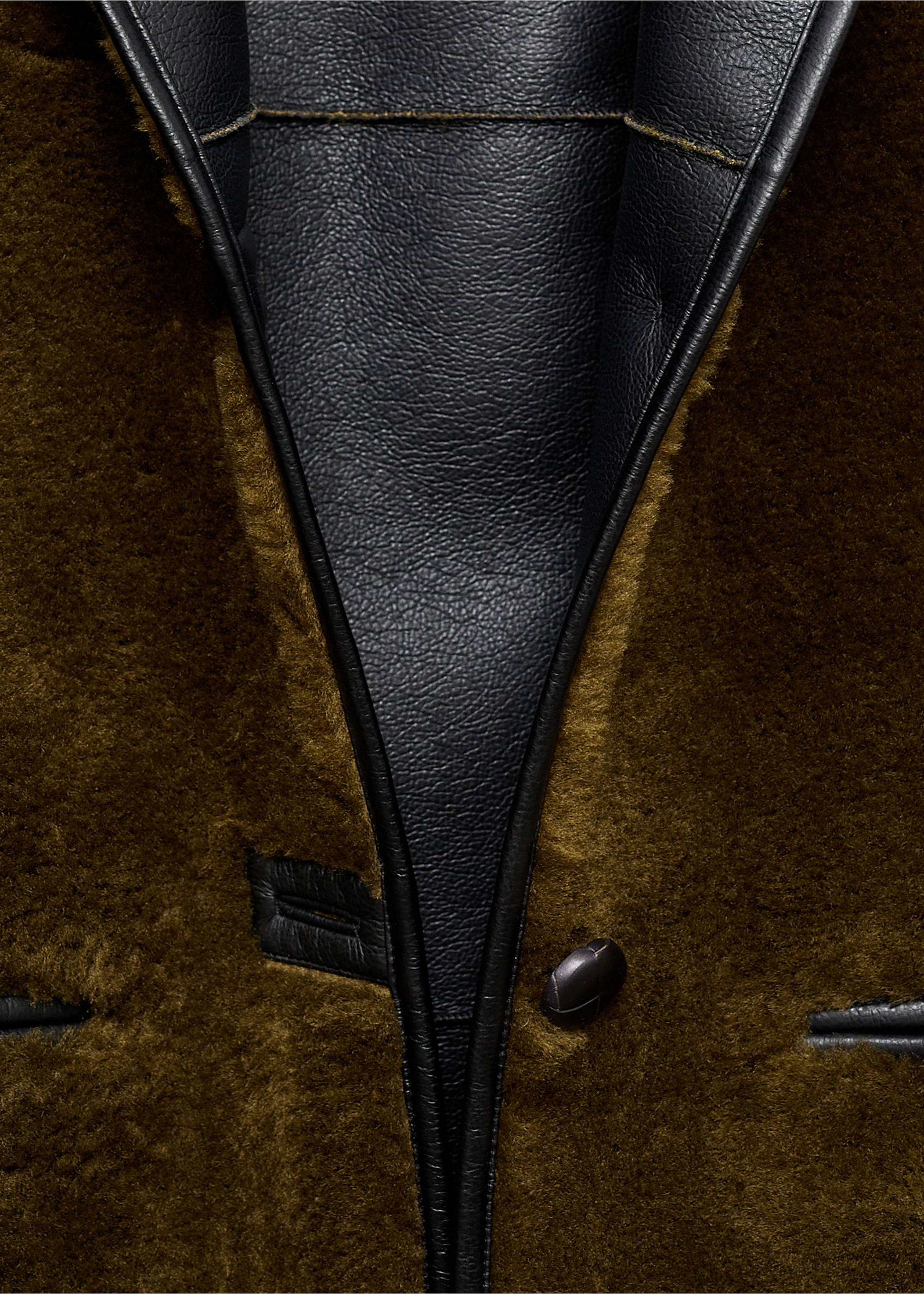 Faux-fur coat with appliqués - Details of the article 0, Khaki. Ref: 77097914-00.